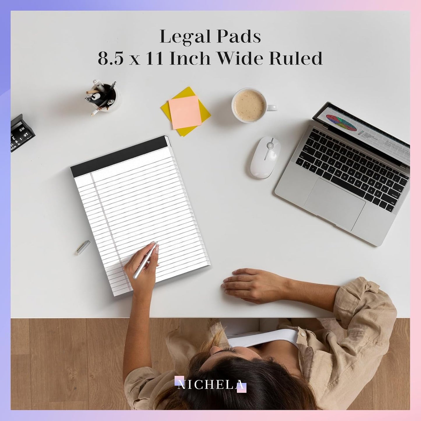 4 Pack Legal Pads 8.5 x 11 White Note Pads 8.5 x 11 Notepad Micro Perforated Writing Pads Lined Paper Pads Wide Ruled Pad of Paper 30 Sheets Notebook for To-Do Lists, School & Office Supplies