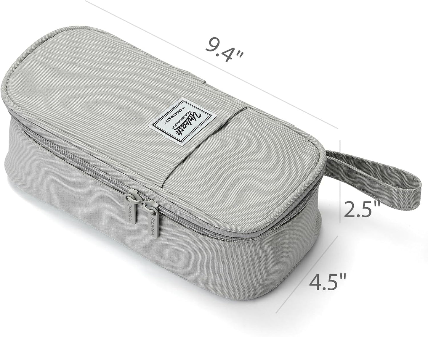 Pencil Case Pouch Box Bag School Supplies Girls Boys Kids, Cute Preppy Stuff Large Big Capacity Aesthetic Pen Organizer, Back to College Stationary, Gray, Classic Stlye, 1800ml