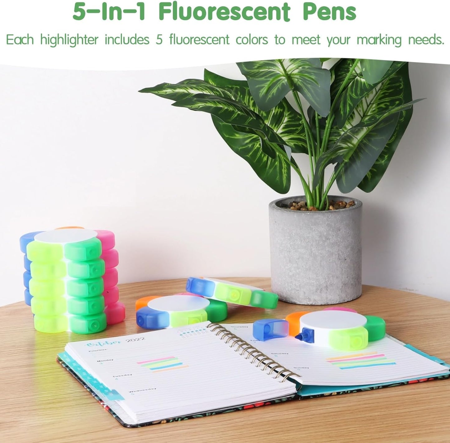 50 Pcs Petal Highlighters, Flower Shape Fluorescent Pens, 5-in-1 Highlighters for Marking, Drawing, Petal-Shaped Aesthetic Markers for Homes, Schools, Office Stationery Supplies (50)