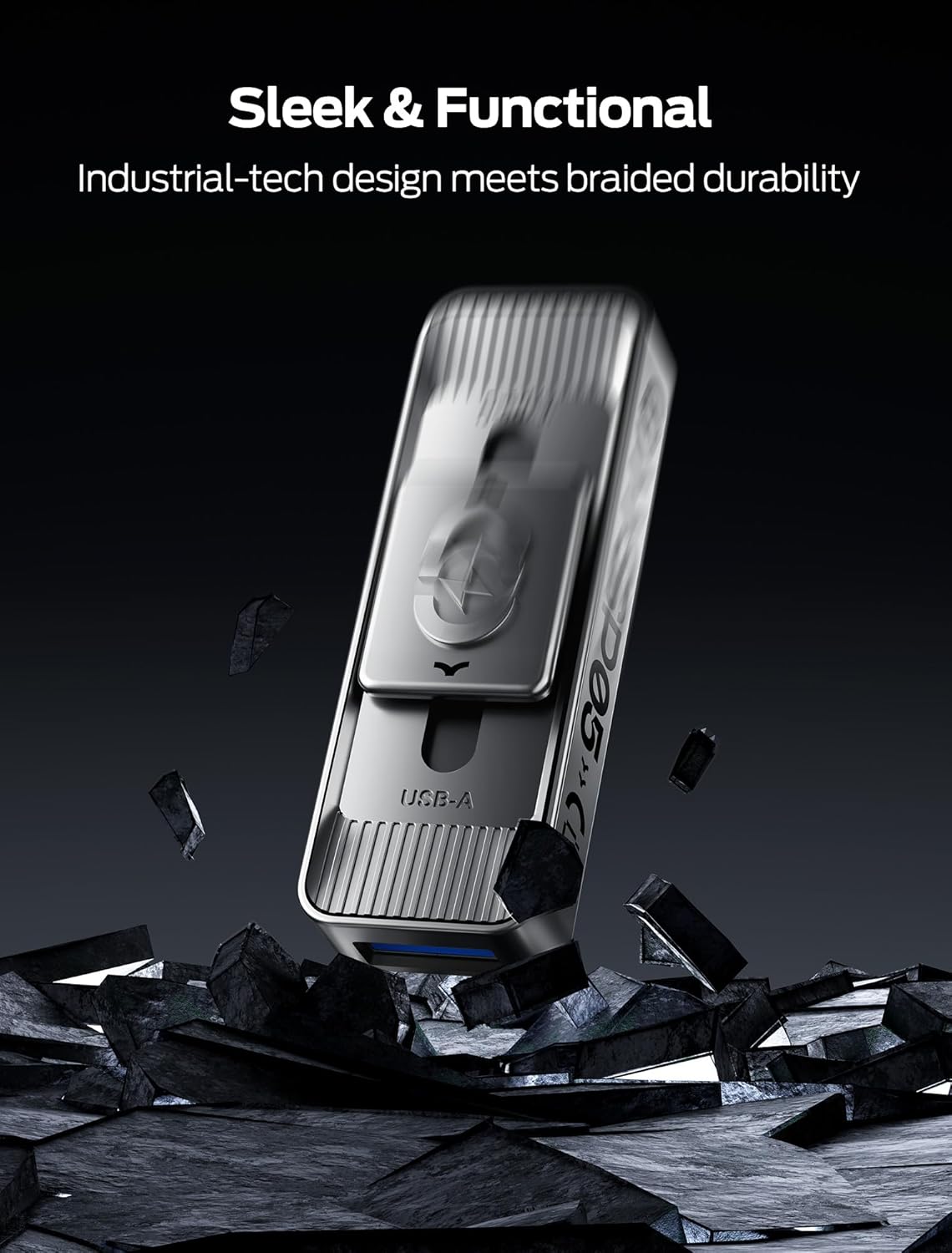 MOVE SPEED 256GB Solid State Drives with Dual Ports & Push-Pull Design — 560MB/s Read Speed, Type C + USB 3.2 Drive Portable ssd for iPhone 15/16/Android/Mac