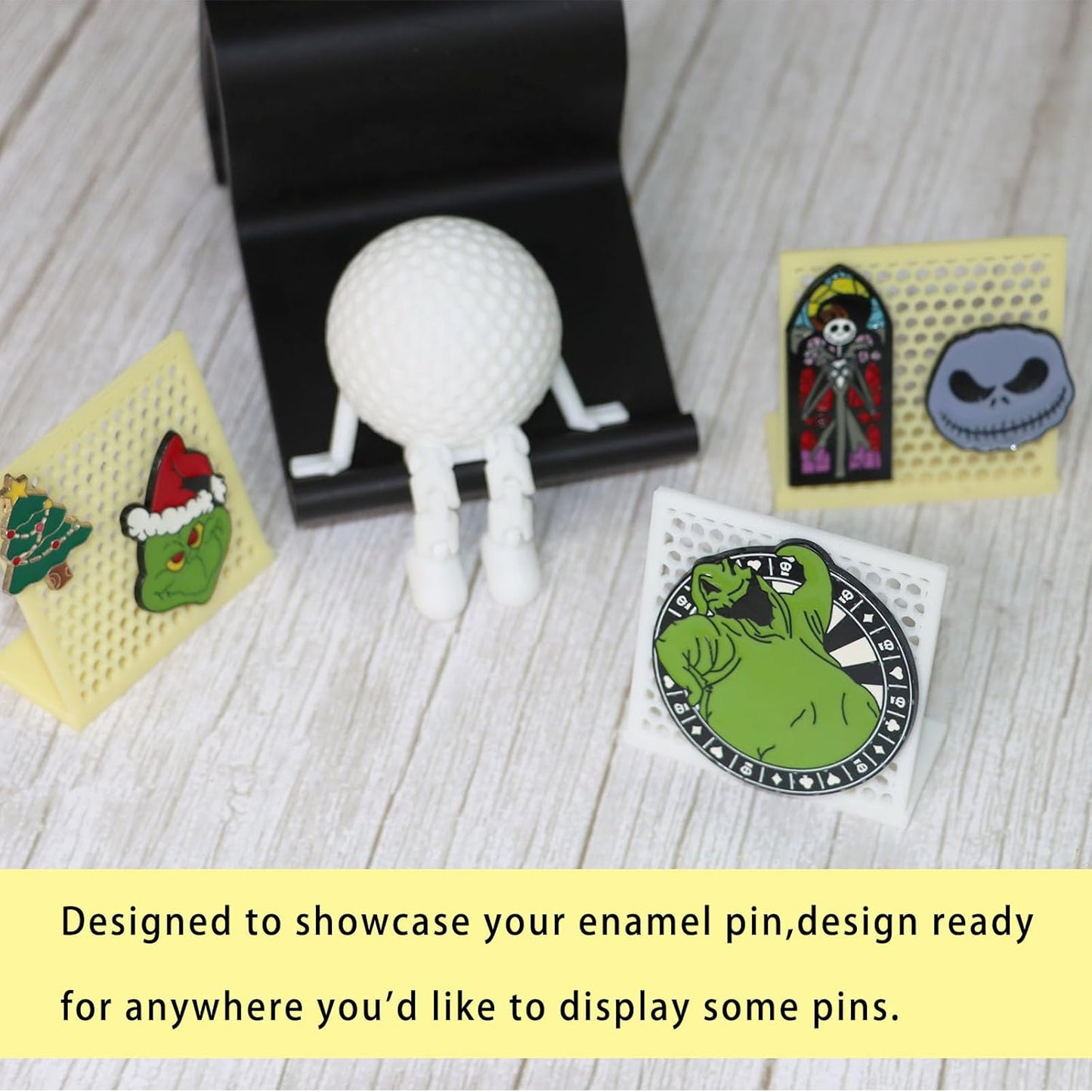 PIAOLGYI Pin Display Stand,Pin Board for Desktops & Shelves,Pin Holder Display for Badges Pins Collectible (Yellow)