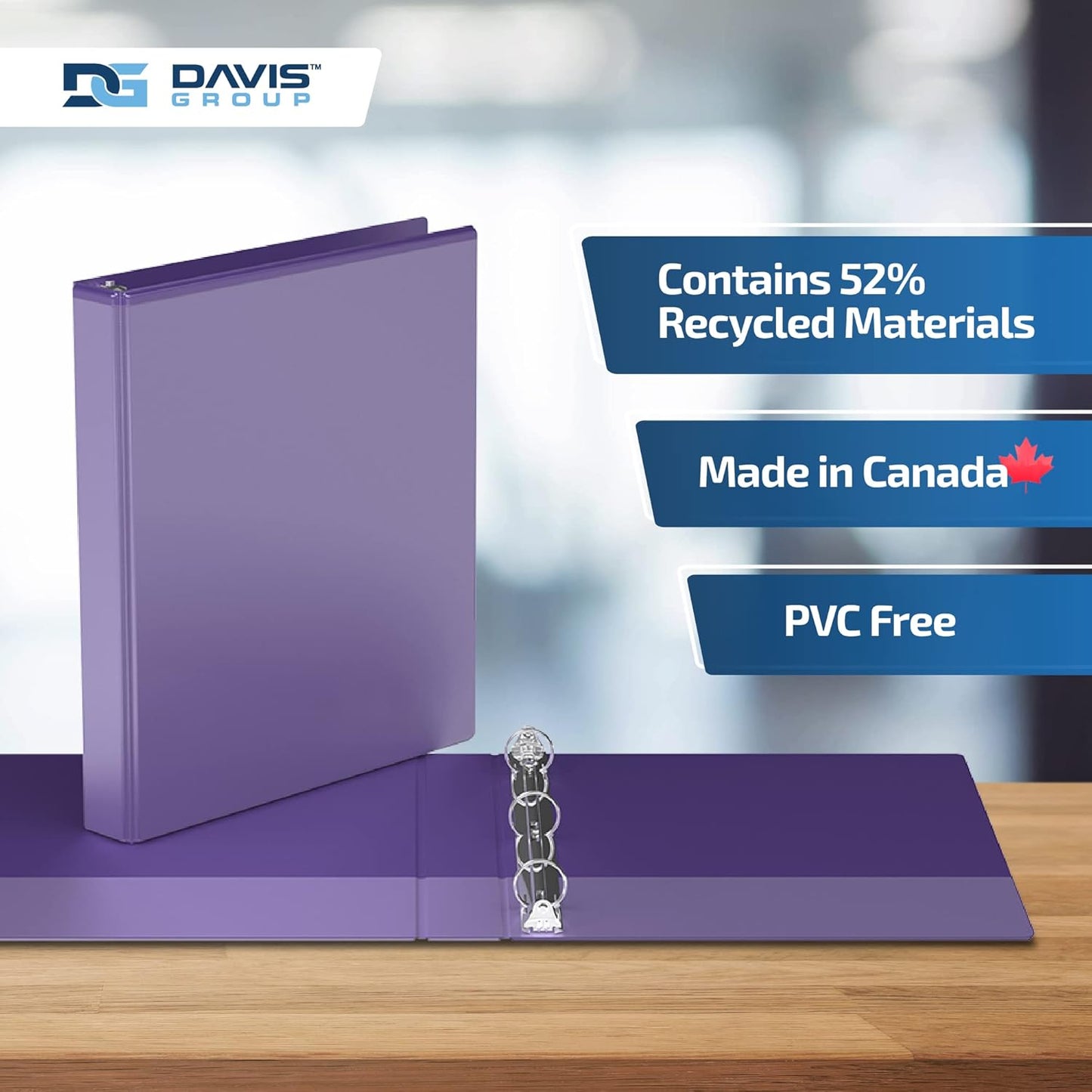 Easyview Premium 3-Ring Binders with Clear-View Covers and Round Rings, Binders for School or Office, 1 Inch, Pack of 6, Purple