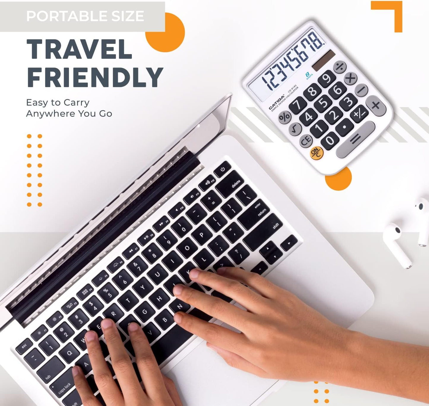 CATIGA Desktop Calculator 8 Digit with Solar Power and Easy to Read LCD Display, Big Buttons, for Home, Office, School, Class and Business, 4 Function Small Basic Calculators for Desk, CD-8185