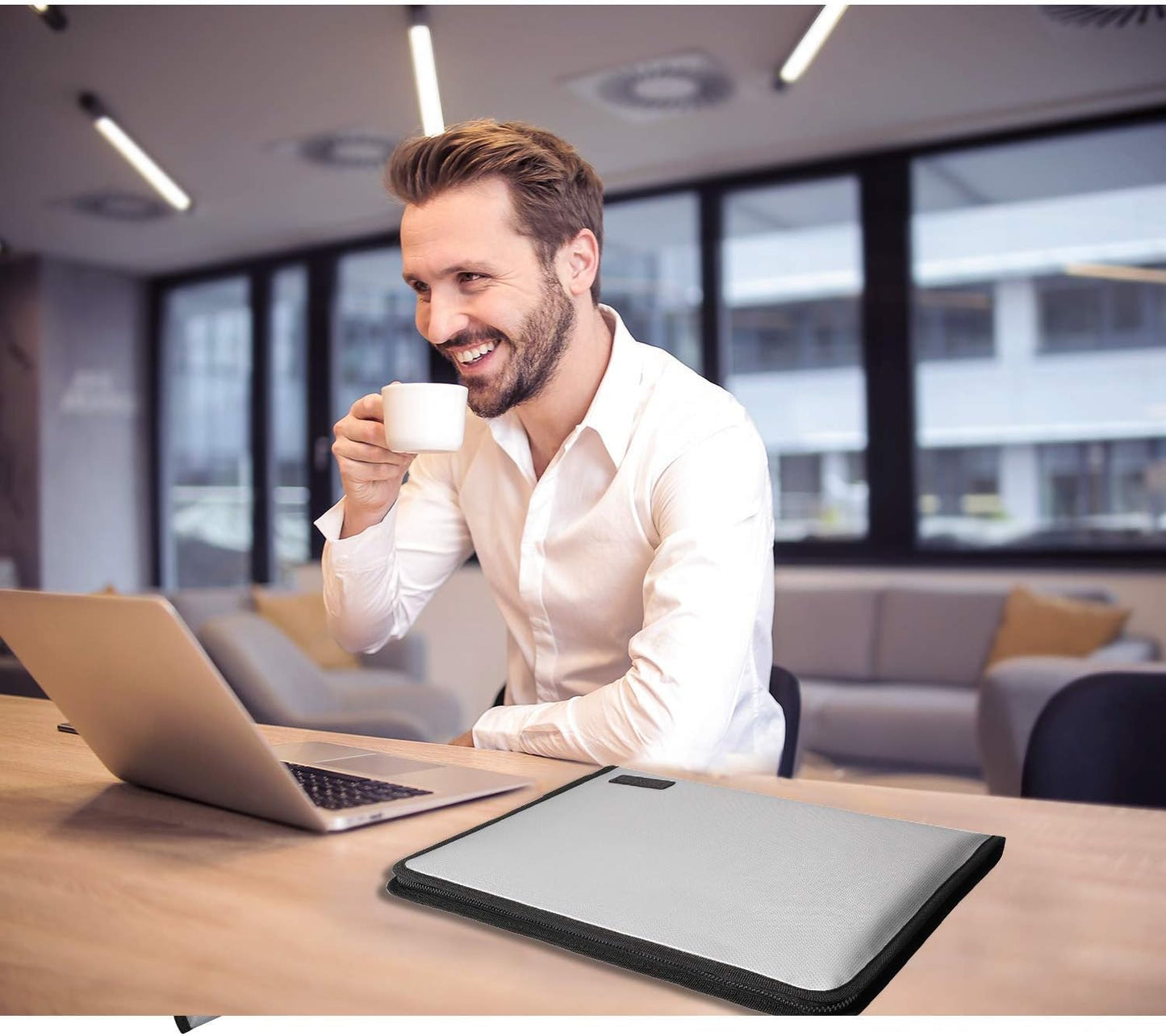 ENGPOW Expanding File Folder Important Document Organizer Fireproof and Waterproof Document Bag with A4 Size 13 Pockets Zipper Closure Non-Itchy Silicone Coated Portable Filing Wallet Pouch(Silver)