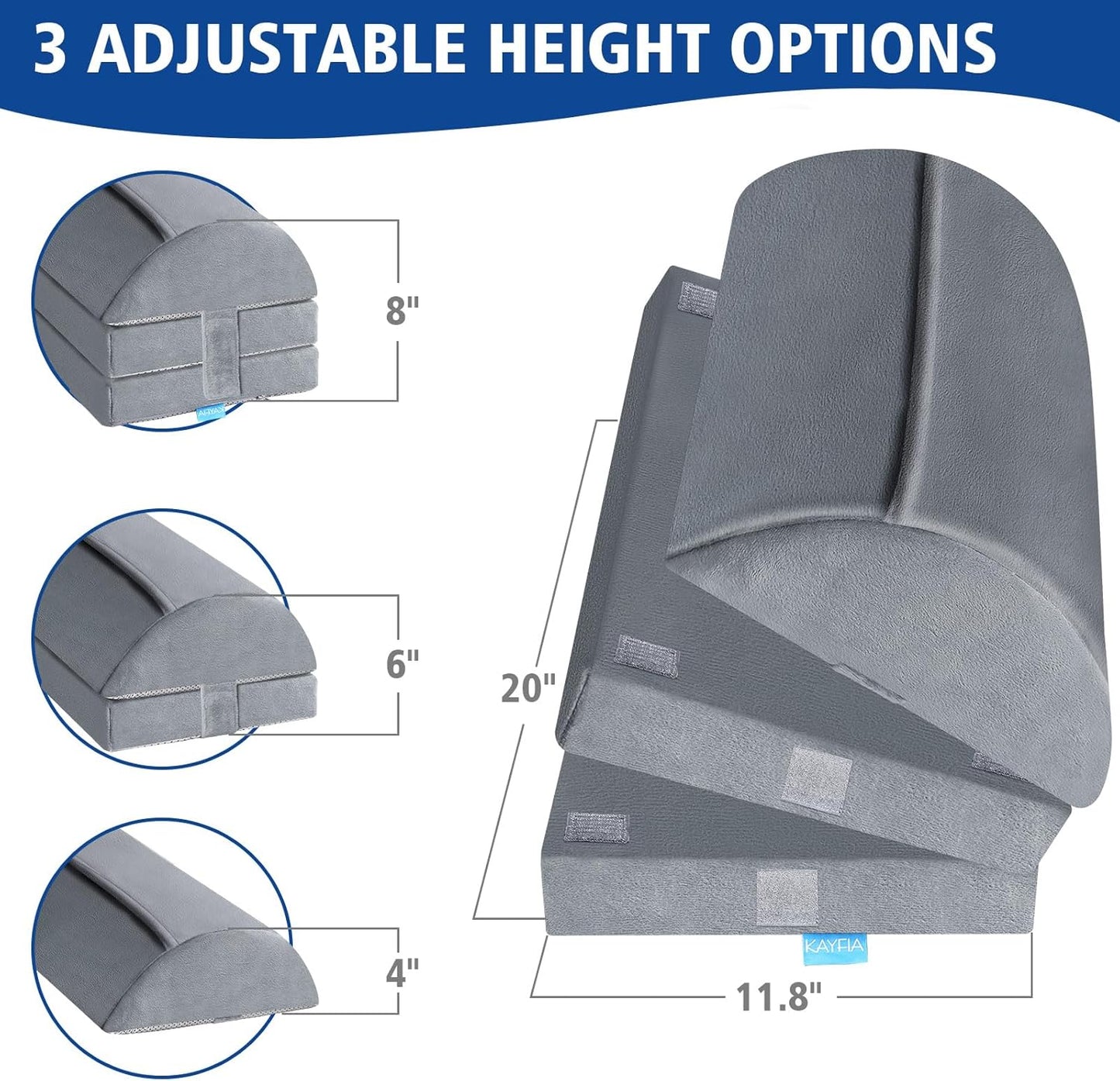 KAYFIA Foot Rest for Under Desk at Work XXL(20in) with 3 Adjustable Heights,Foot Stool with Supportive Gel Foam, Warmer Feet Pocket Footrest for Office Gaming Chair, for Leg Support -Gra