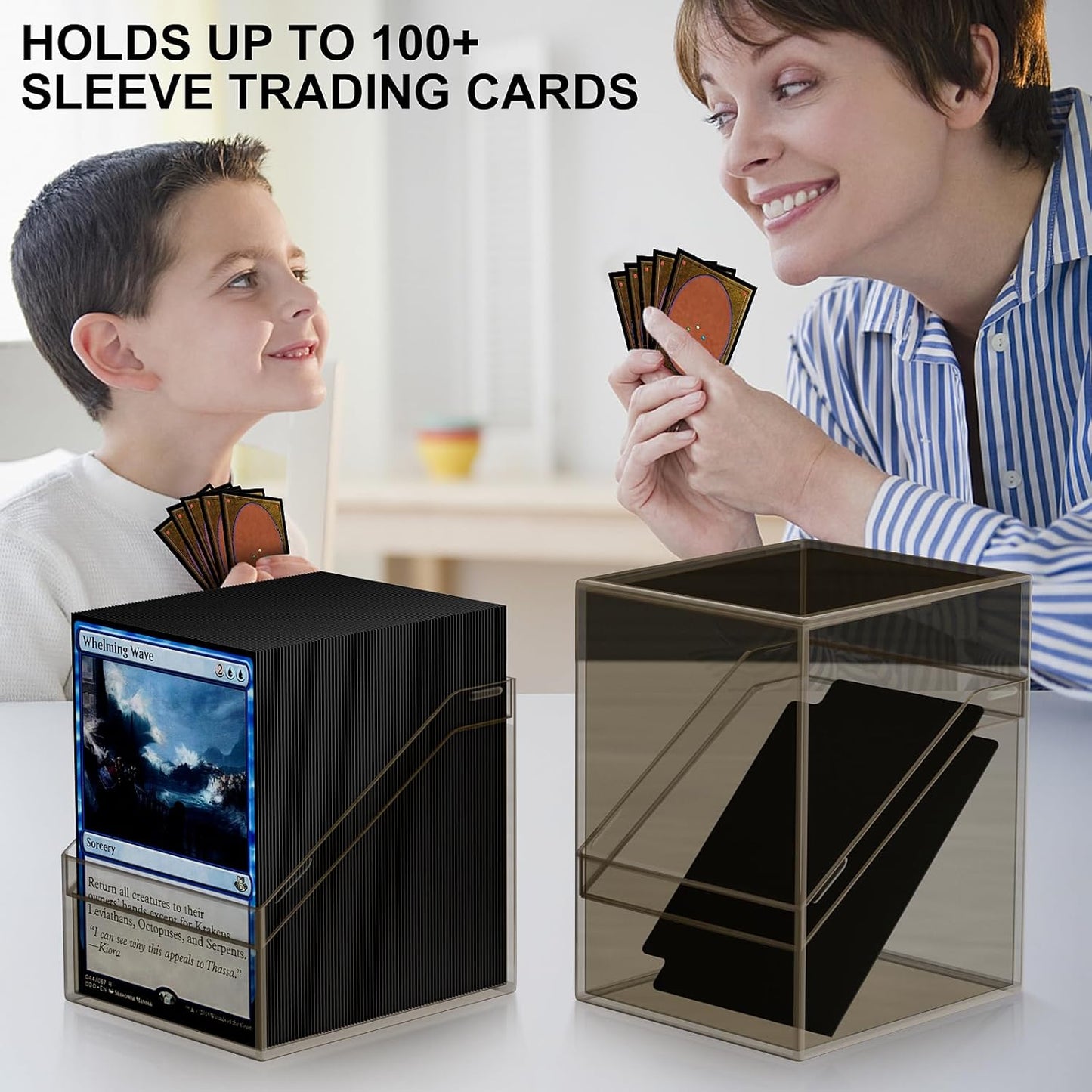 Mlikero Card Deck Cases, 6 Pack Acrylic Commander Deck Box Holding 100+ Sleeved Cards with 6 Dividers, Sturdy Card Storage Box Fit for MTG, TCG, Sports Cards (Black)