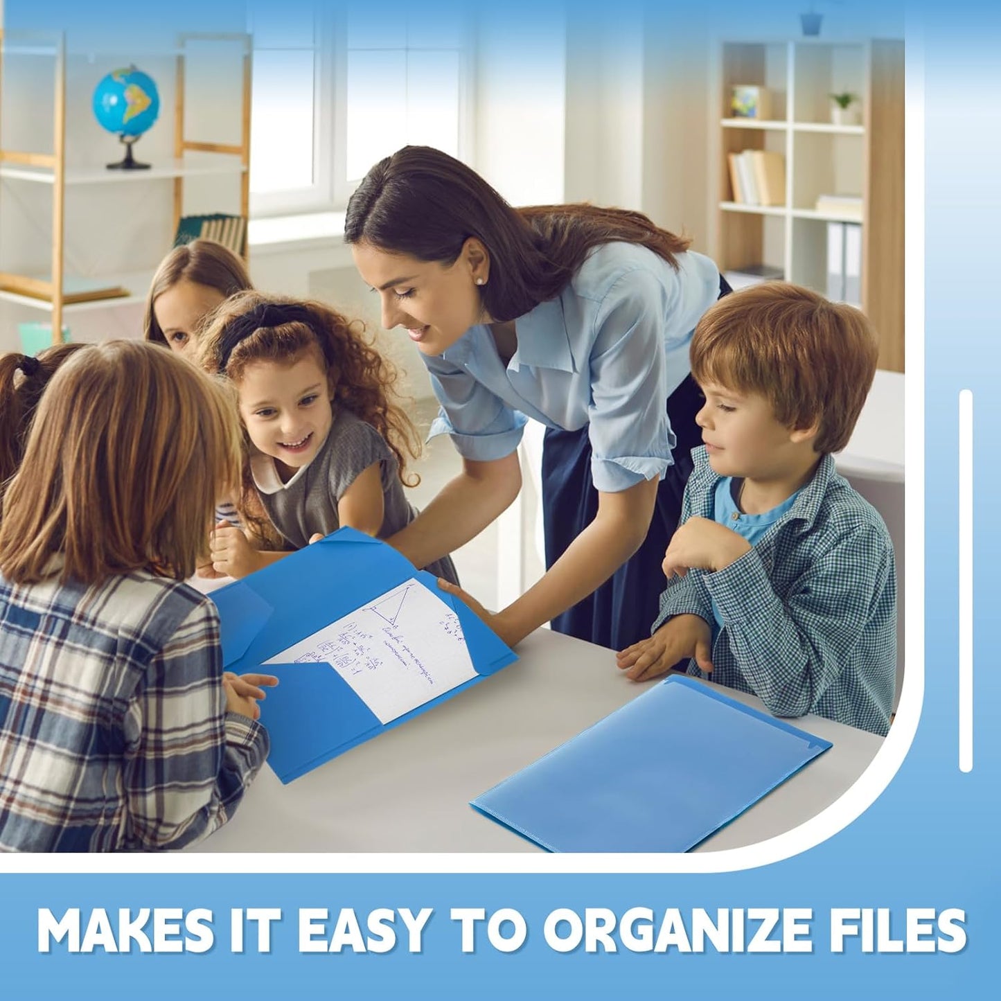 Henoyso 36 Pcs Plastic Folders with Clear Front Pockets Heavy Duty File Folders with 2 Pockets and Card Slot for Student Communication School Office Presentation Report (Blue)