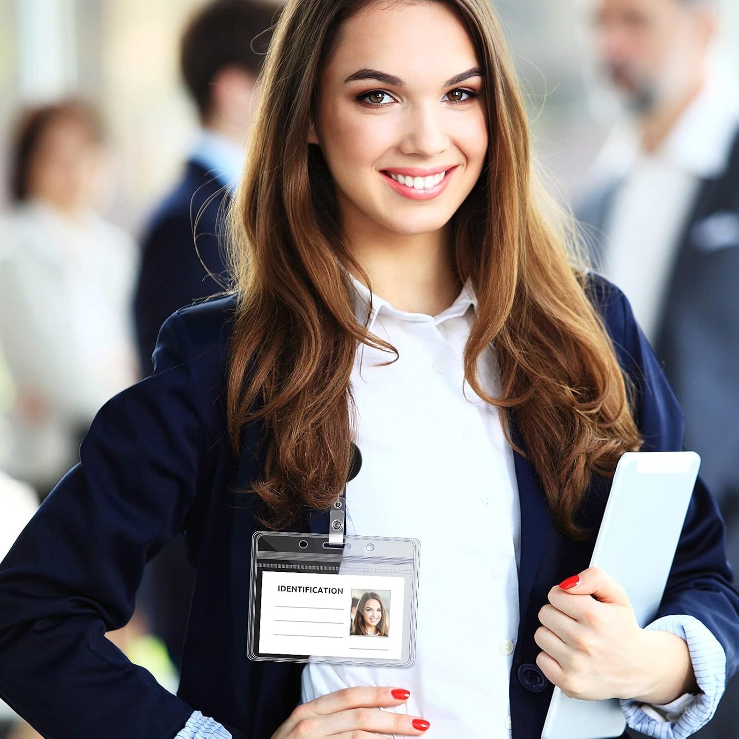 Zonon 150 Pcs Name Badge Holders Clear Plastic ID Card Name Tag Holders Badge Sleeves Horizontal Waterproof Transparent PVC Sleeve Cover Pouch for Office School Travel(4.53 x 3.94 Inch)