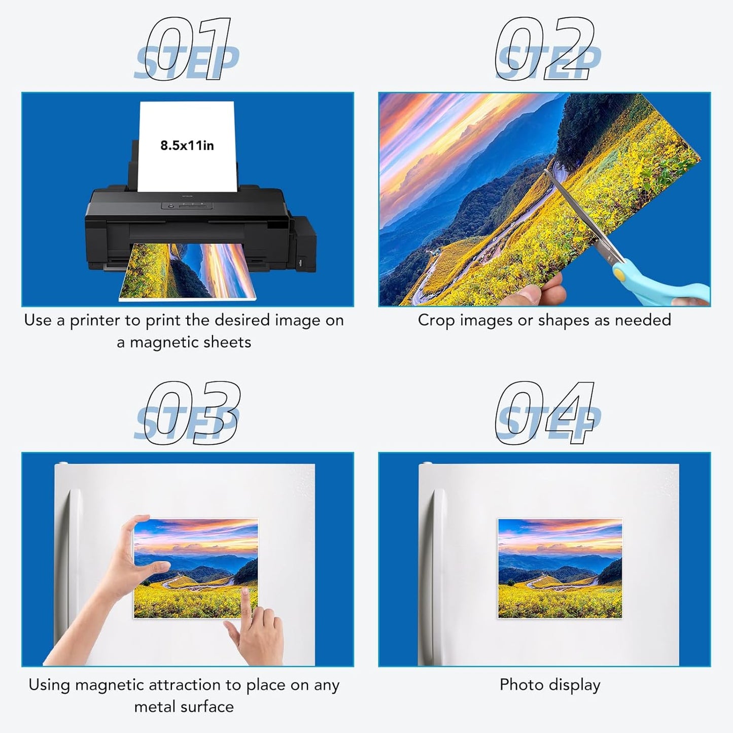 DIYMAG Printable Magnetic Sheets, 8Pcs 8.5 x 11 Inch Flexible Magnet Sheets Glossy Non Adhesive Magnetic Paper for Inkjet Printer Photo DIY Crafts