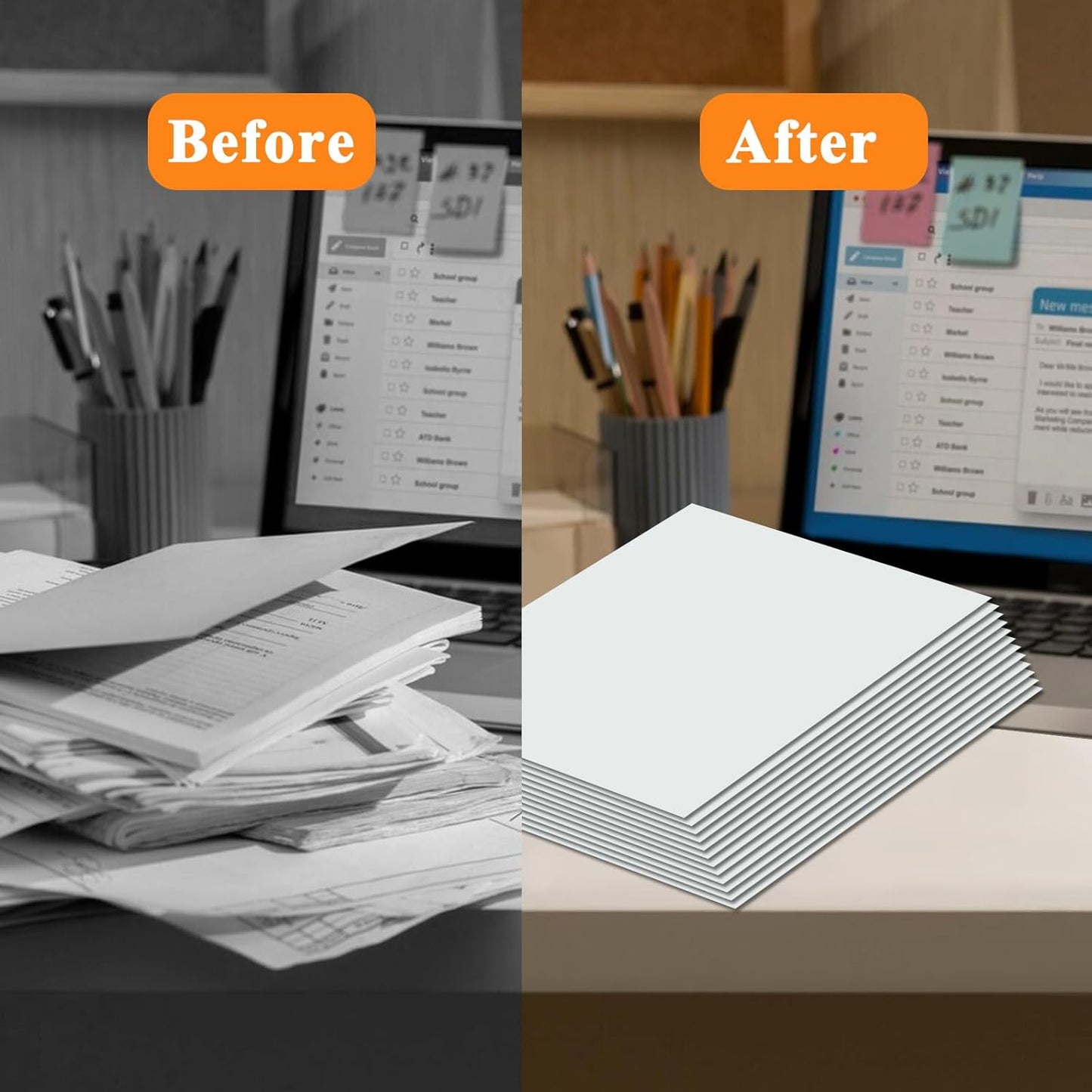 50Pcs White Folders with Pockets and Business Card Holder,2 Pocket Folders for School,Home or Office,Durable Heavy Duty File Folders