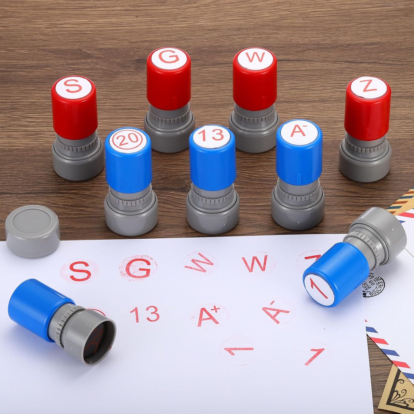 PATIKIL Number Stamps Self Inking, Numeral 12 Number Stamp Teacher Stamp Initial Stamp Ink Stamp for Class Notebook Scrapbooking DIY Craft Style 2, Red Ink