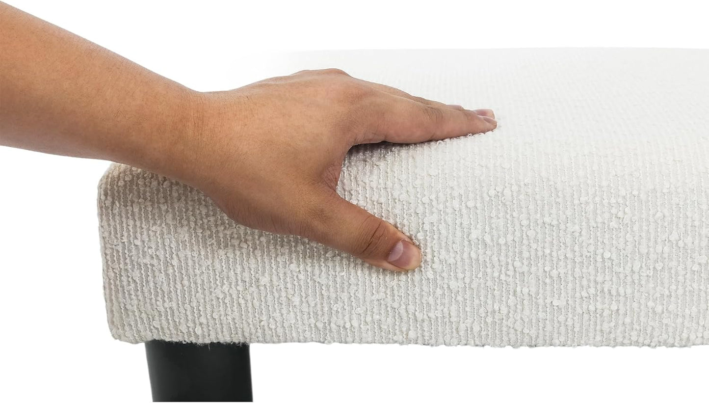 Joveco Small Foot Stool Ottoman, Cotton Line Square Footstool Upholstered Footrest Foot Rest for Chair, Under Desk, Office, Living Room, Pinstripe White