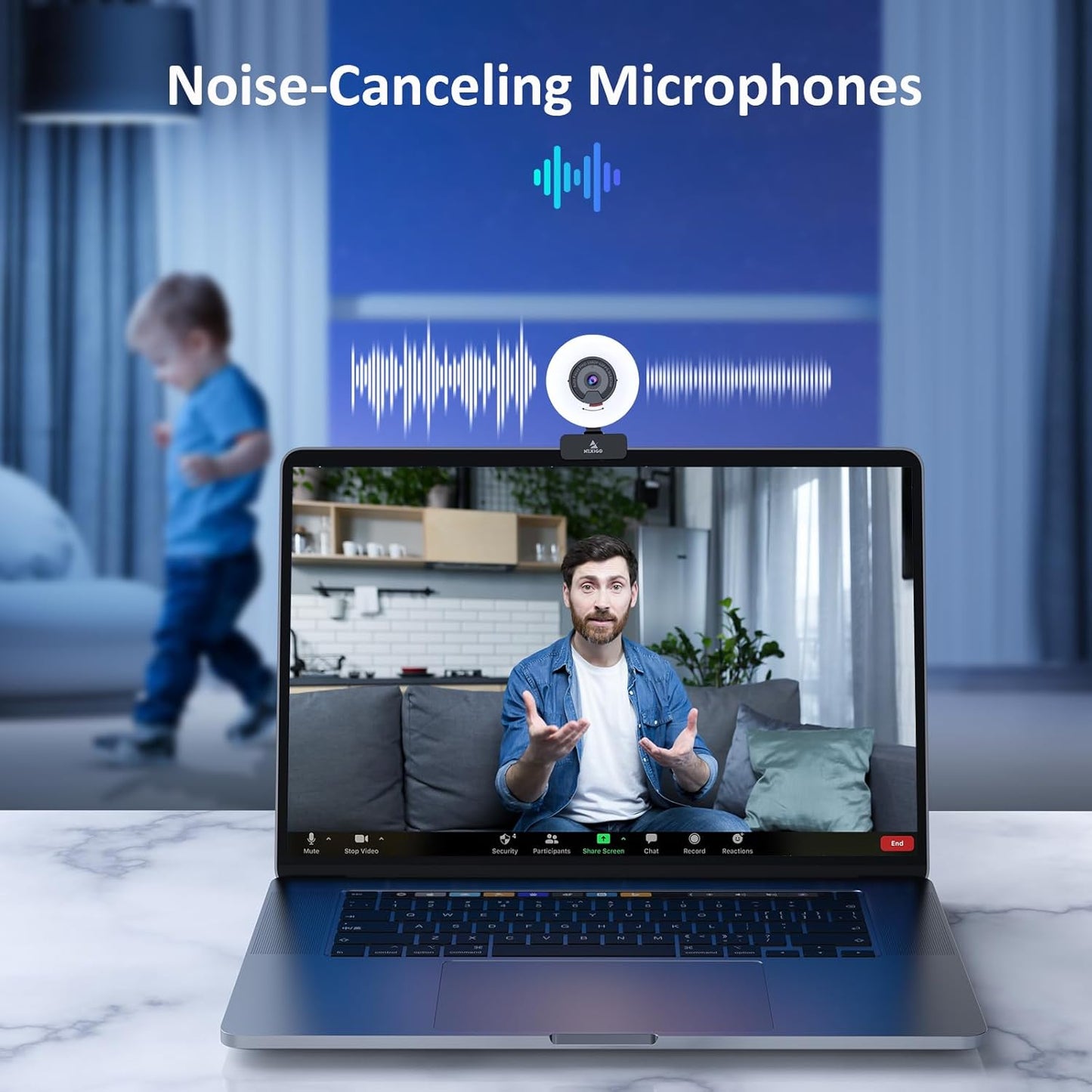 NexiGo N960E Pro 60FPS Webcam with Mic/Headset Jack and Extra USB Port, 1080P Web Camera with Light, Fast AutoFocus, Built-in Privacy Cover, for Zoom Meeting Skype Teams Twitch