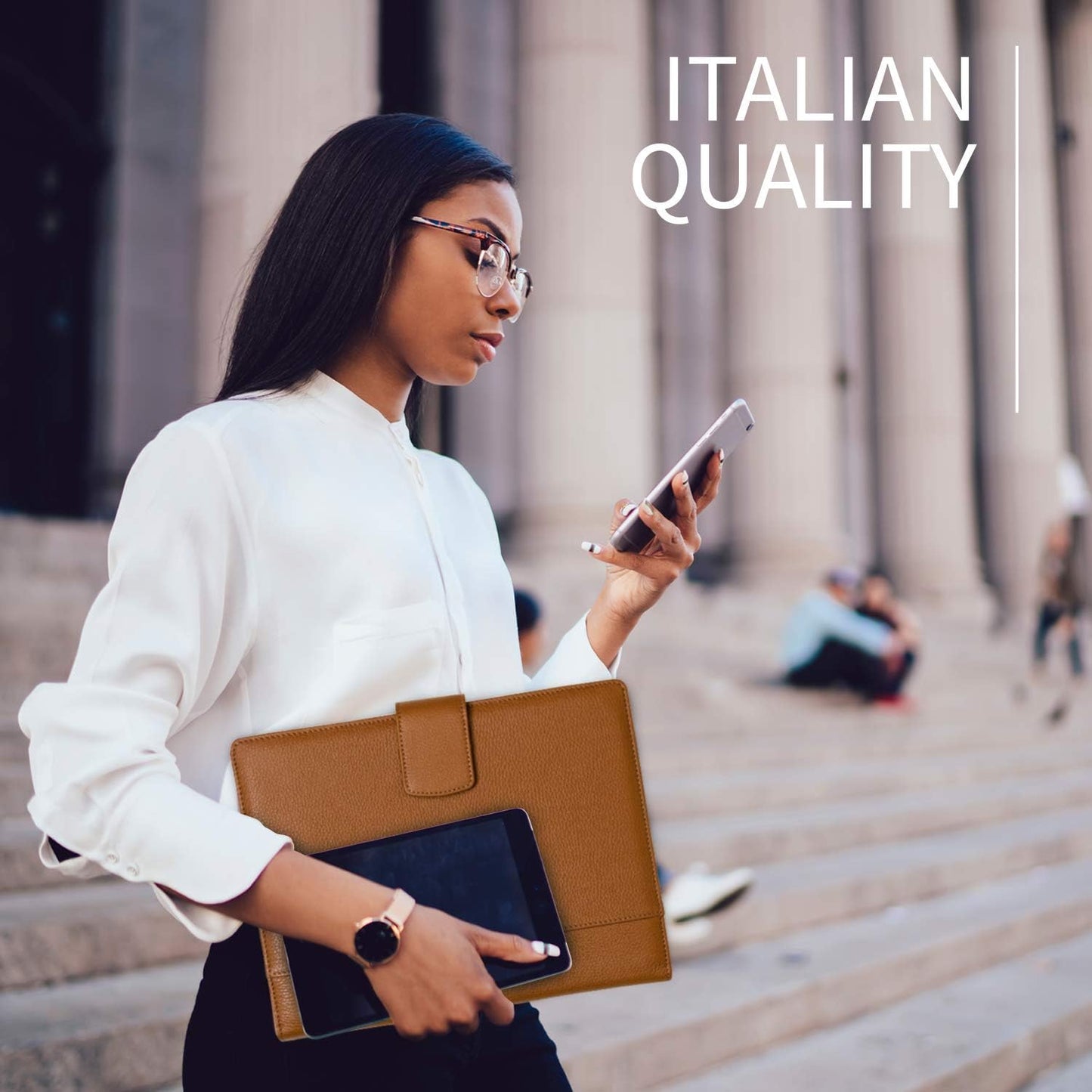 Maruse Italian Leather Executive Padfolio, Folder Organizer with Magnetic Closure and Writing Pad, Handmade in Italy, Rope