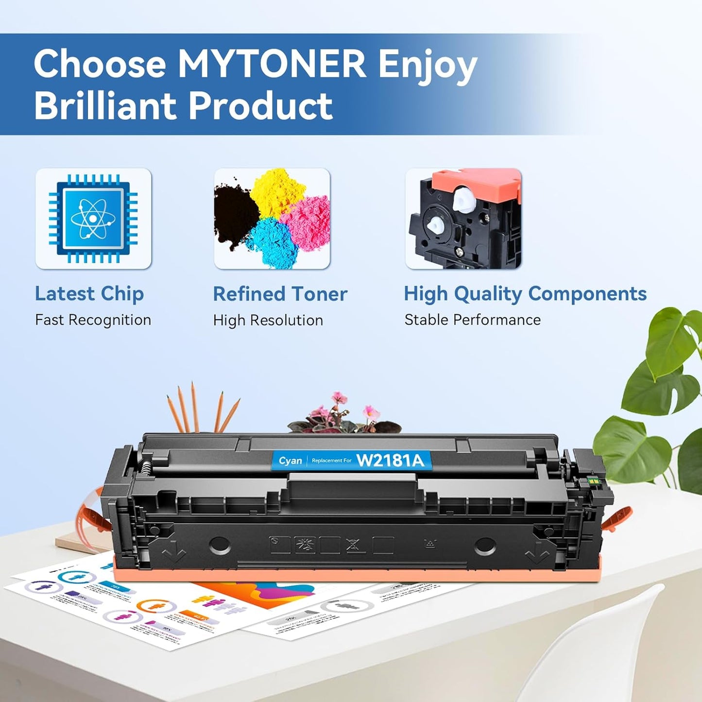 MYTONER 218A Toner Cartridges 4 Pack 3301fdw (with Chip) Replacement for HP 218A W2180A 218X W2180X for Color Laserjet MFP 3301fdw 3301cdw Pro 3201dw 3301sdw Printer Ink Black Cyan Magenta Yellow