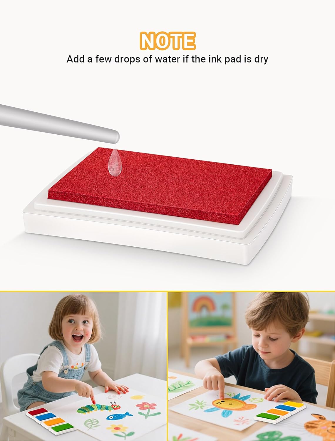 MERDTTES 15 Colors Craft Ink Pads, Washable Finger Ink Pads for Stamps for Kids DIY, Paper, Wood Fabric, Scrapbooking, Rubber Stamps (15 Pack)