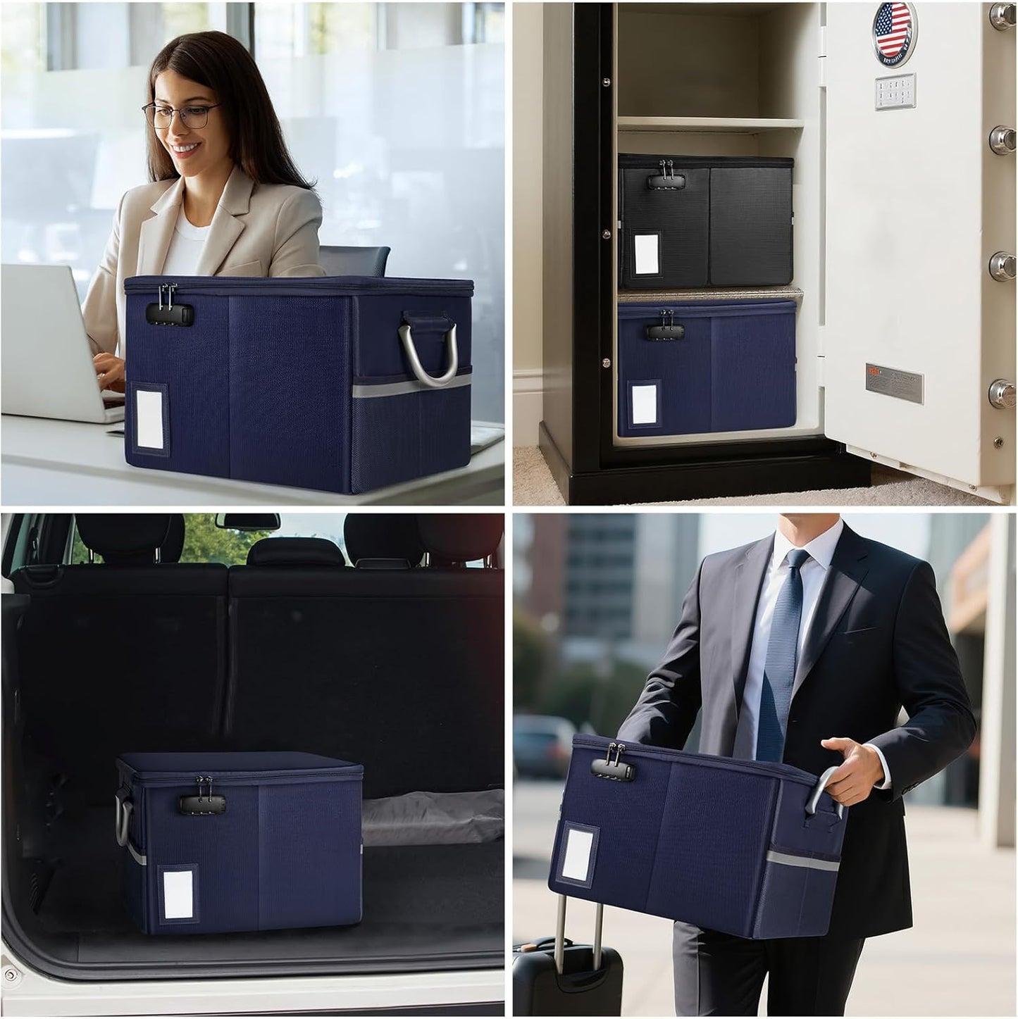 TOMKID 5200°F Fireproof Document Box, Fire Important Document Organizer with Lock, Upgraded Heat Insulated Filing Storage Cabinet Office Organization (5200°F Fireproof Box, Blue)