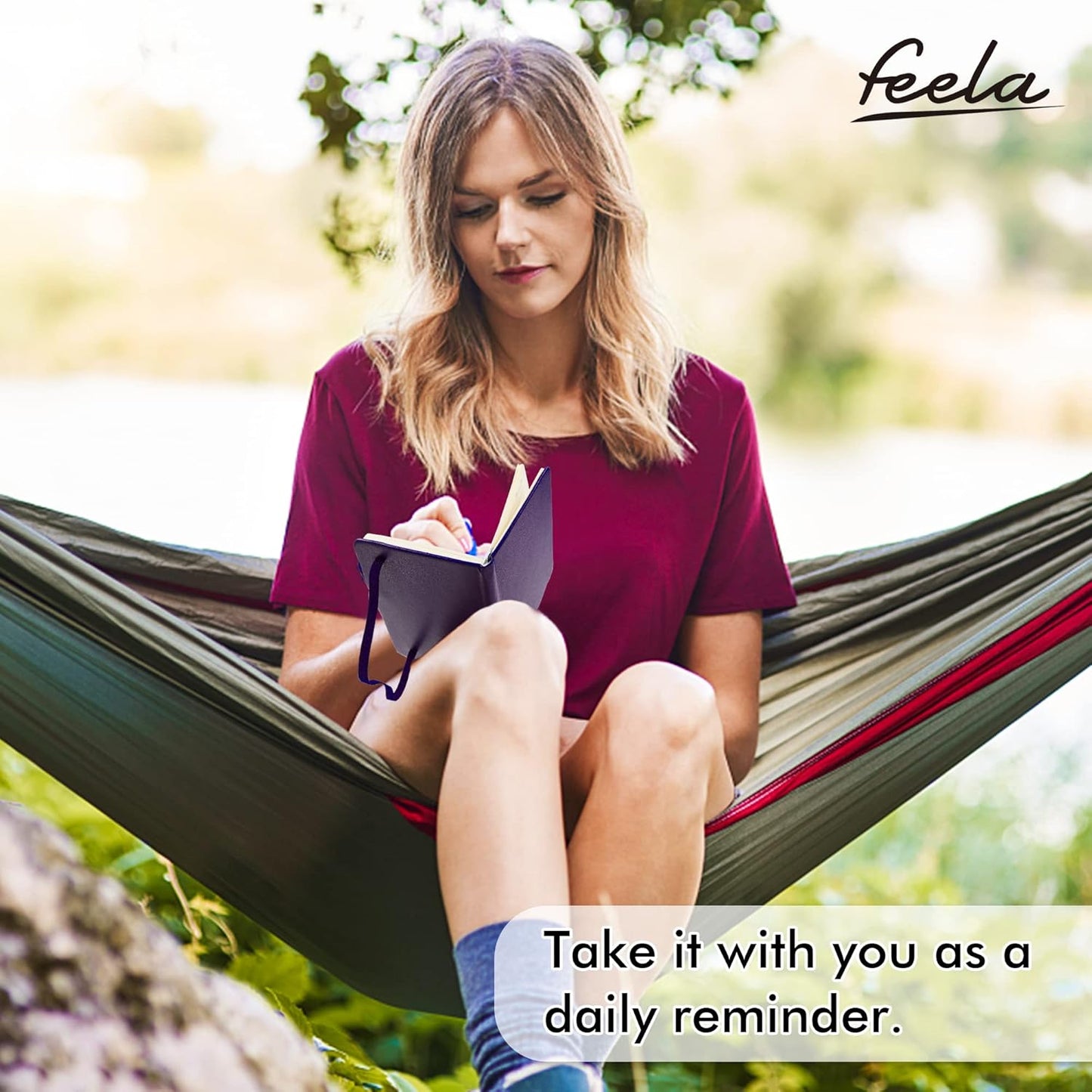 feela 6 Pack Pocket Mini Notebooks Bulk, Small Cute Memo Notepads Hardcover College Ruled Lined Journals with Pen Holder for School Business Work, with 6 Black Pens, 3.5”x 5.5”, A6, Purple