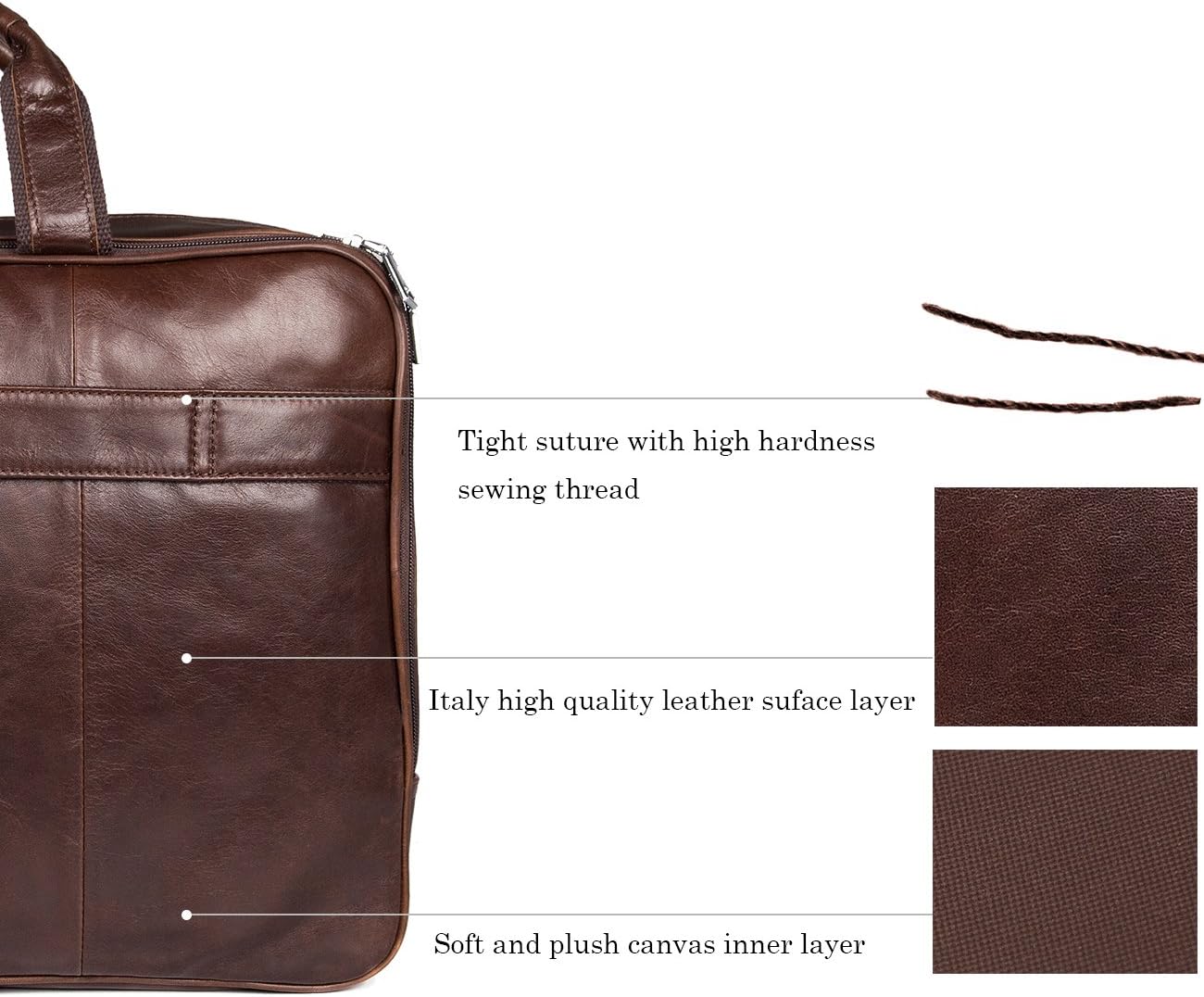 Augus Business Travel Briefcase Genuine Leather Duffel Bags for Men Laptop Bag fits 15.6 inches Laptop