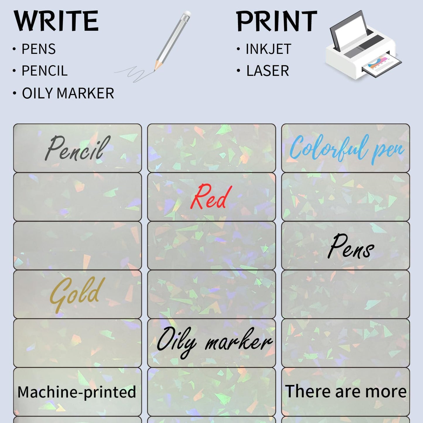 STARLIBOO Transparent Stickers Labels -1" x 2-5/8" Clear Address Labels Mailing Stickers for Laser/Inkjet Printer 8.5"×11"- 200 Labels (Clear Holographic)