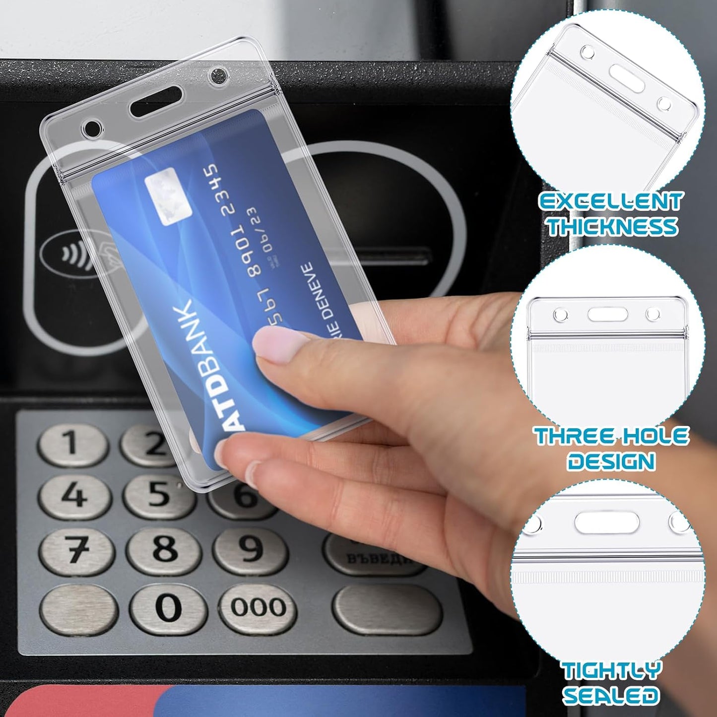 100 Pack Vertical ID Badge Holders Clear Plastic Waterproof Card Holder Resealable for Office Worker Teacher Nurse