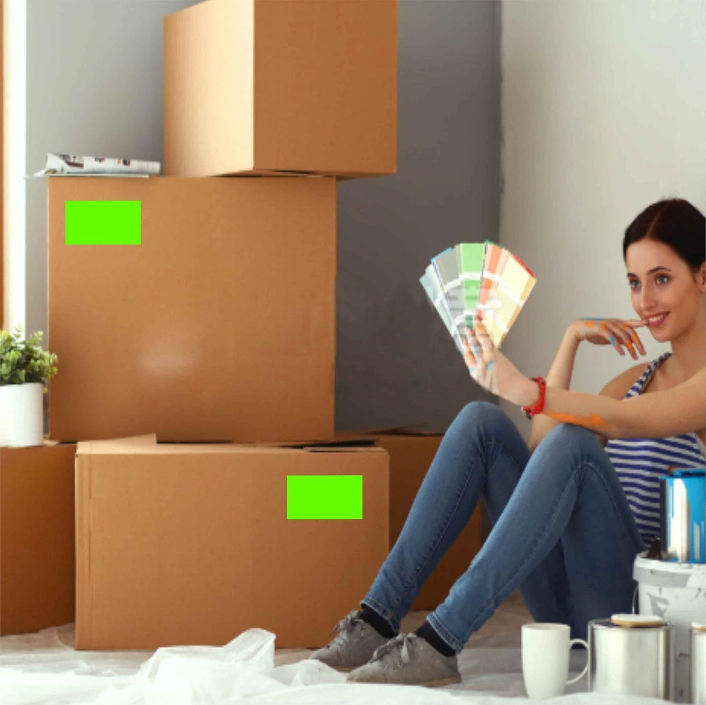 PARLAIM 3 x 5 inch Rectangle Sticker Labels, 250PCS Adhesive Color Coding Stickers for Moving Box Inventory Label, Fluorescent Green