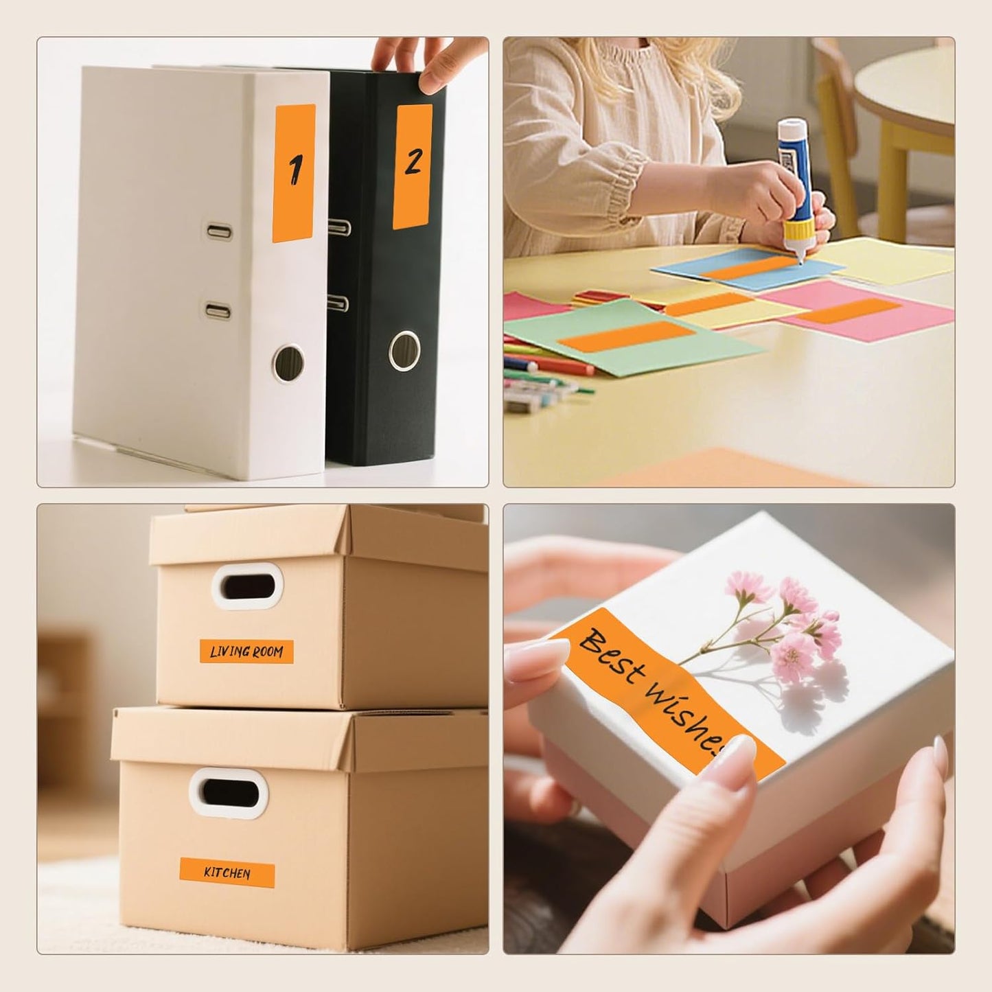 3 × 1 Inches Orange Rectangle Color Coding Labels 1000 PCS, Self-Adhesive Writable Waterproof Vinyl Blank Sticker Roll for Office Home School Business