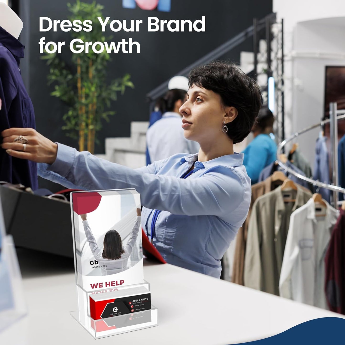 6 Pack Acrylic Brochure Holder 4‘’, Clear brochure and Business Card Holder, Plastic Flyer Display Stand for Magazine, Pamphlet, Booklets, Menu, Journals, Business Card