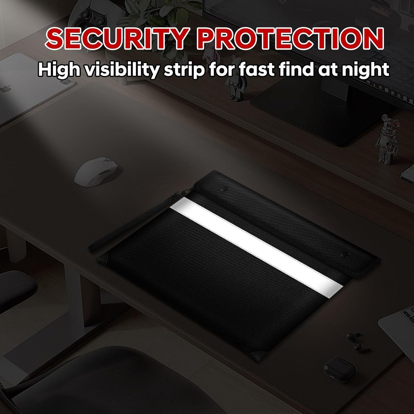 Fire Proof Bag for Documents 5200°F Heat Insulated,13.9” X 10.6”Fireproof Money Bag with Zipper,8 Layers of Protective Materials Waterproof Document Pouch for Cash,Valuables,Documents(Black)