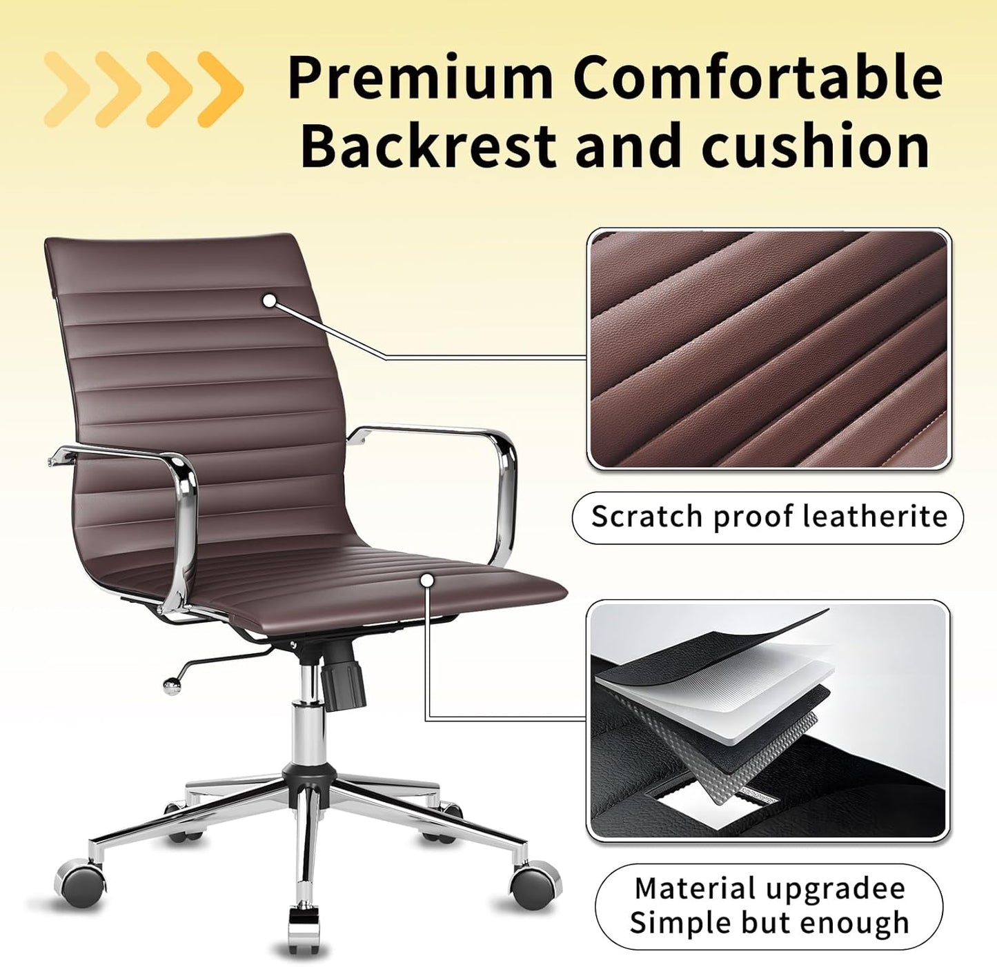 Chair, Desk Computer Chair ,with Armrests ,Ergonomic Office Chair for Home and Office, 17.32 x 22.83 x 35.43 inches, Multiple Colors (Brown)