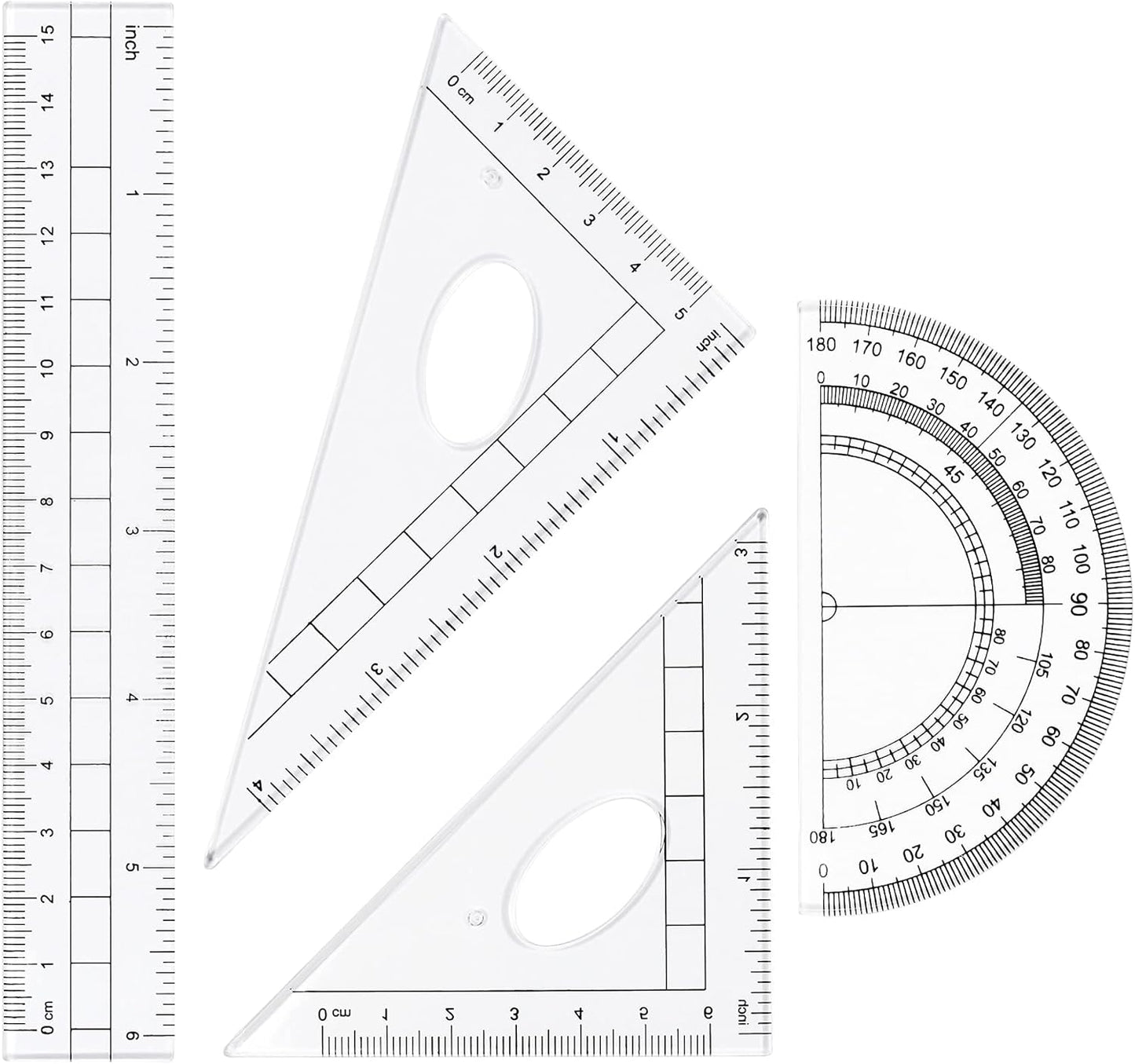10 Pieces Math Geometry Kit Set Student Supplies with Shatterproof Storage Box,Includes Rulers,Protractor,Compass,Eraser,Pencil Sharpener,Lead Refills,Pencil,for School and Drawings(Blue)