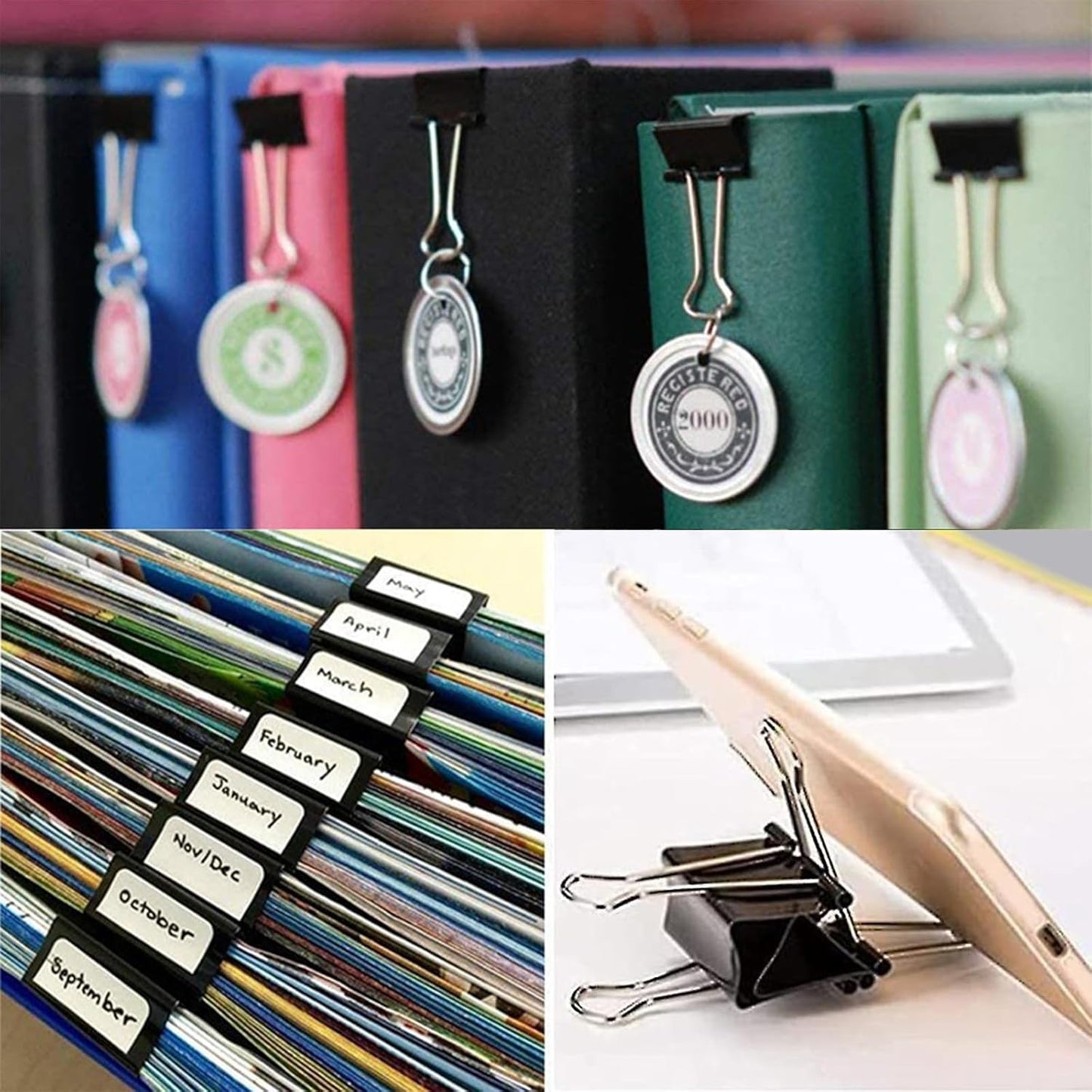 170 Pcs Binder Clips Assorted Sizes, Black Large, Medium, Small Binder Paper Clips for Office Supplies, Home, School,Business Document Organizing(Black)