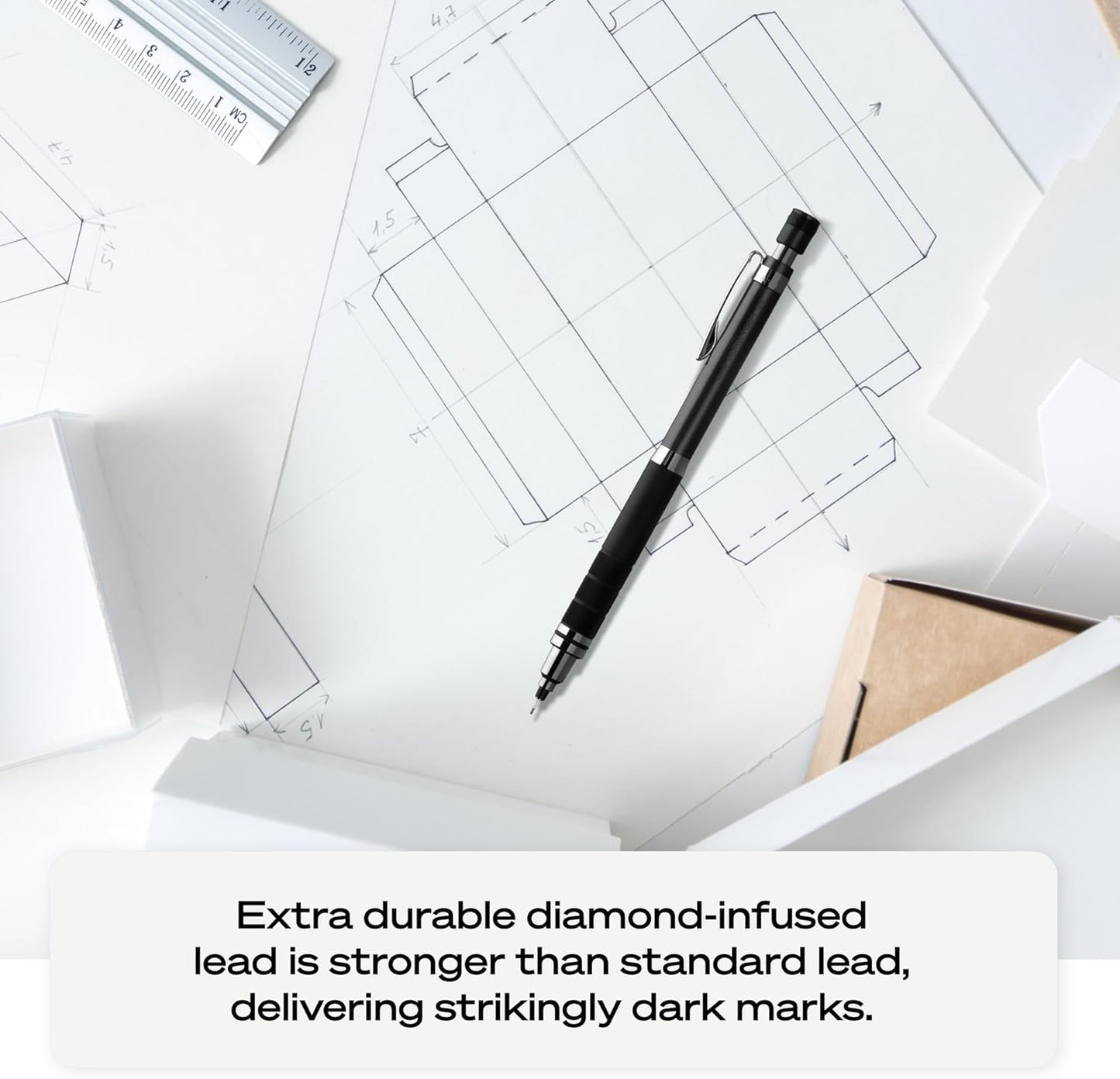 Uniball Kuru Toga Elite Mechanical Pencil Starter Kit with Silver Barrel and 0.5mm Tip; 60 Lead Refills; and 5 Pencil Eraser Refills; HB #2; Office Supplies; School Supplies; Drafting