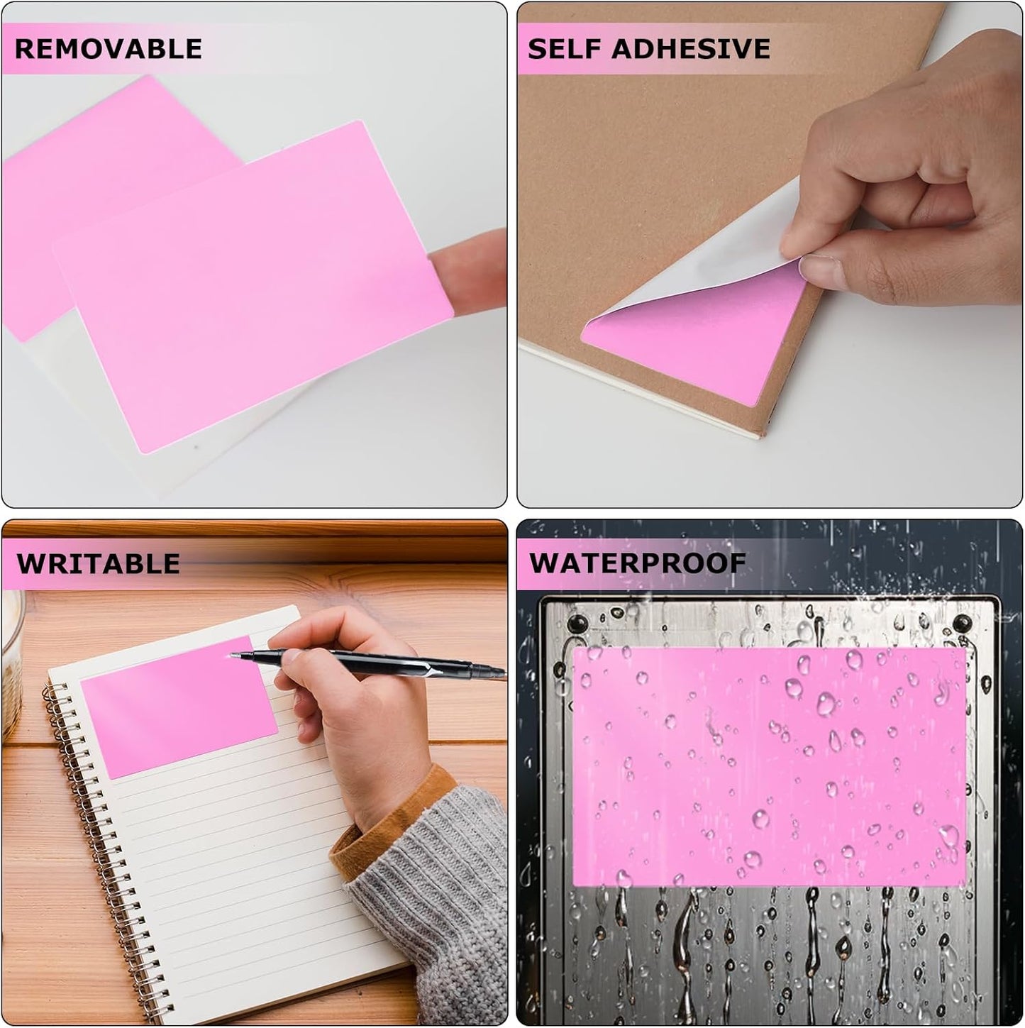 Pink Color Coding Labels 3 × 2 Inches Self-Adhesive Rectangle Stickers Waterproof Name Tags for Office School Home 40 PCS