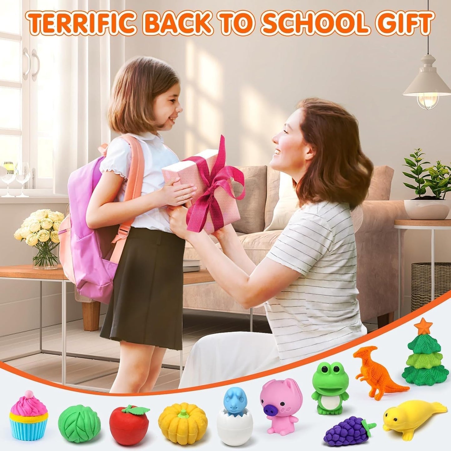 40 Pcs Animal Erasers Desk Pet for Kids 3D Puzzle Pencil Eraser Treasure Box Toy for Classroom School Prize Kids Party Favors Back to School Supplies Easter Egg Fillers Goodie Bag Stuffers Gift