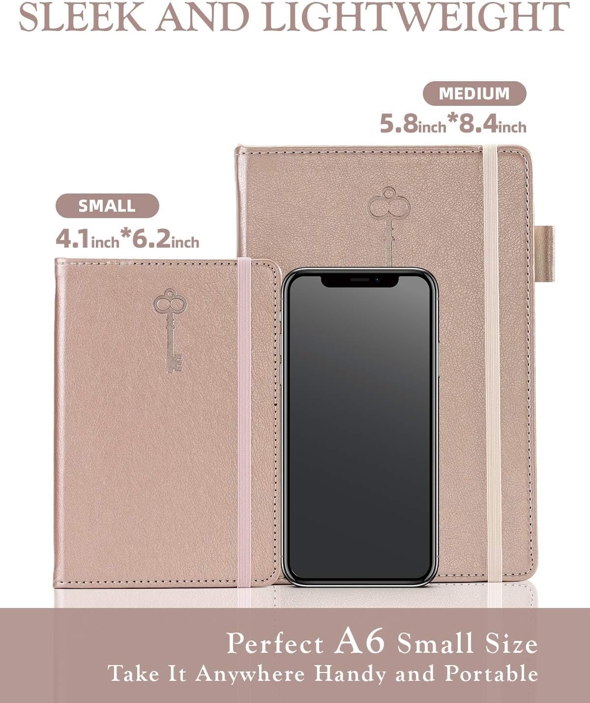 Password Keeper Book with Colorful Alphabetical Tabs, Hardcover Password Log-book for Internet Password and Website Address, 5.8"×8.4" Password Notebook for Home Office (Rose Gold)