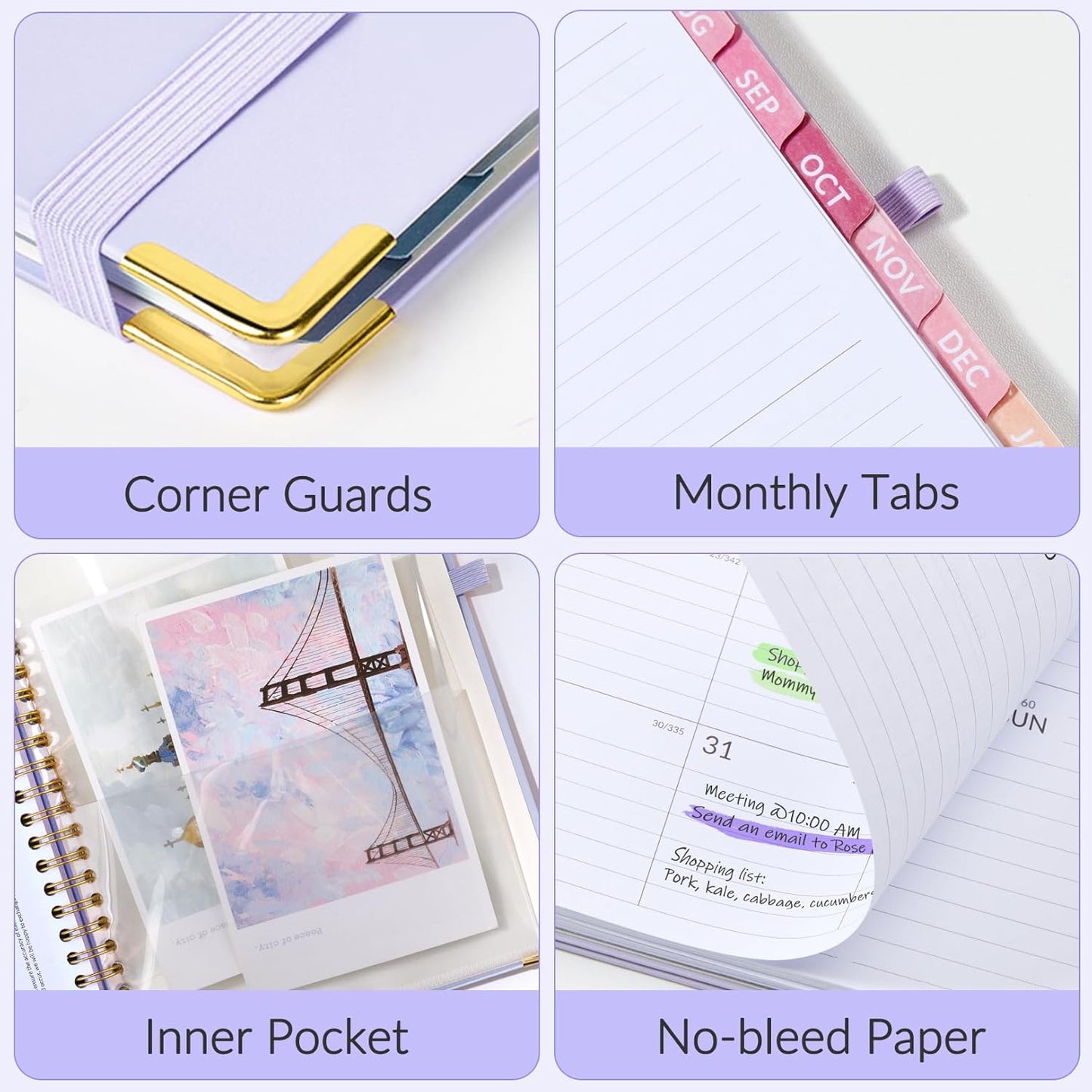 Jul 2025 - Dec 2026 Planner, Forvencer Academic Planner 2025-2026, 18 Month Daily Planner, 6" x 8", Weekly & Monthly Agenda Book, Hardcover Calendar Book, School Supplies for Student Teacher, Purple