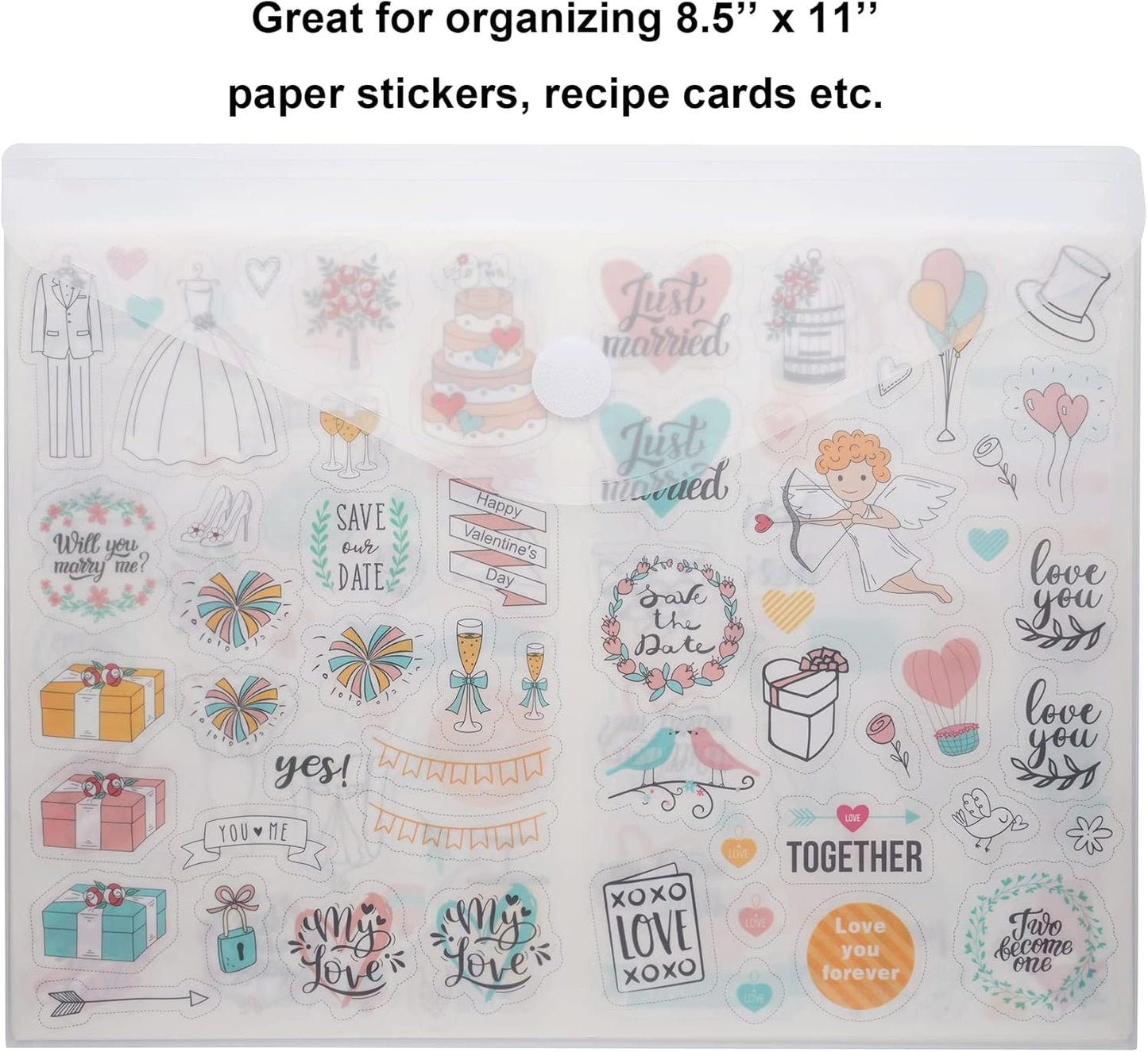 8.5 x 11 Clear Letter Sized Plastic Envelopes Document File Storage Holder 20 Pack Hook Loop Closure