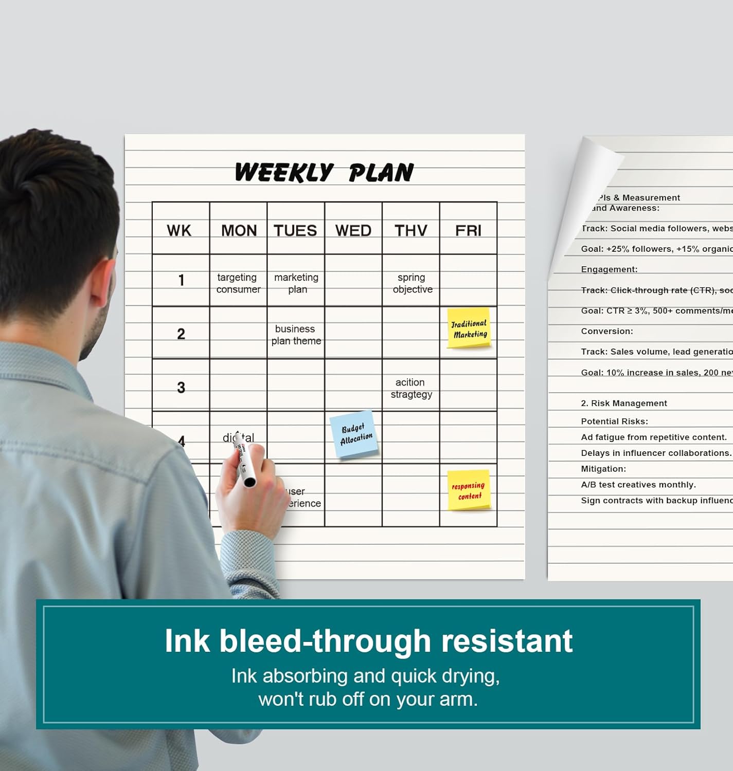 ViVin Lined Sticky Easel Pad, 25 x 30 Inches Flip Chart Paper for Teachers and Students, Large Self Stick Easel Paper, Teacher Anchor Chart, 30 Sheets/Pad, 4 Pads/Pack