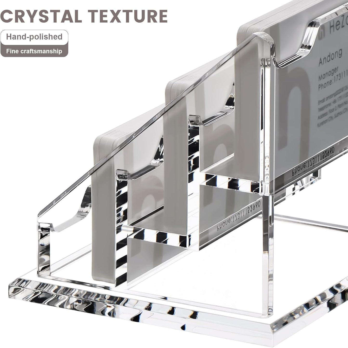 Acrylic Card Holder Clear Horizontal Business Card Organizer Stand for Desk 3 Slots 3 Tier Business Cards Stand for Women and Men,Office Desk Accessories,Organize 150 Cards-1 Pack(3 Slots-H)