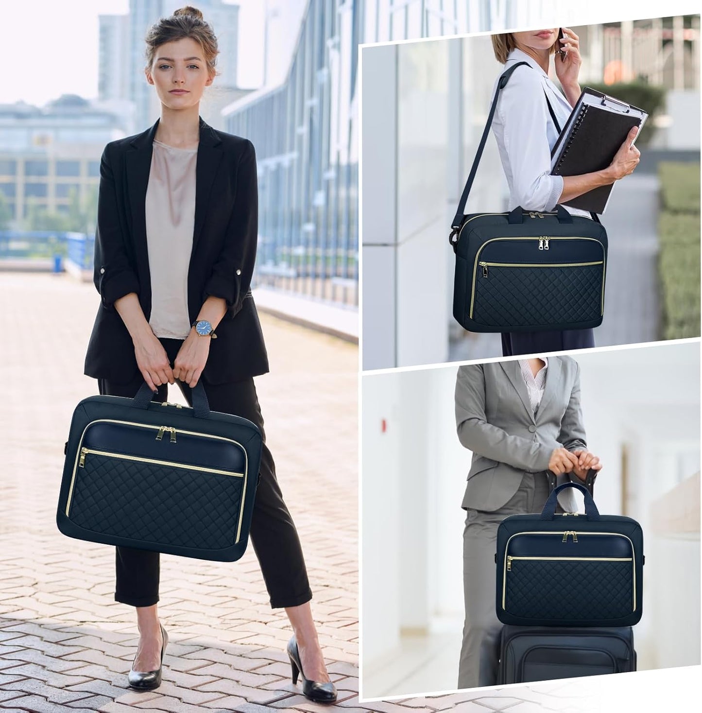 NEWHEY Laptop Bag 17.3 Inch Laptop Briefcase for Women Men Waterproof Shoulder Messenger Bag Large Computer Bag for Business Office Work College, Dark Blue