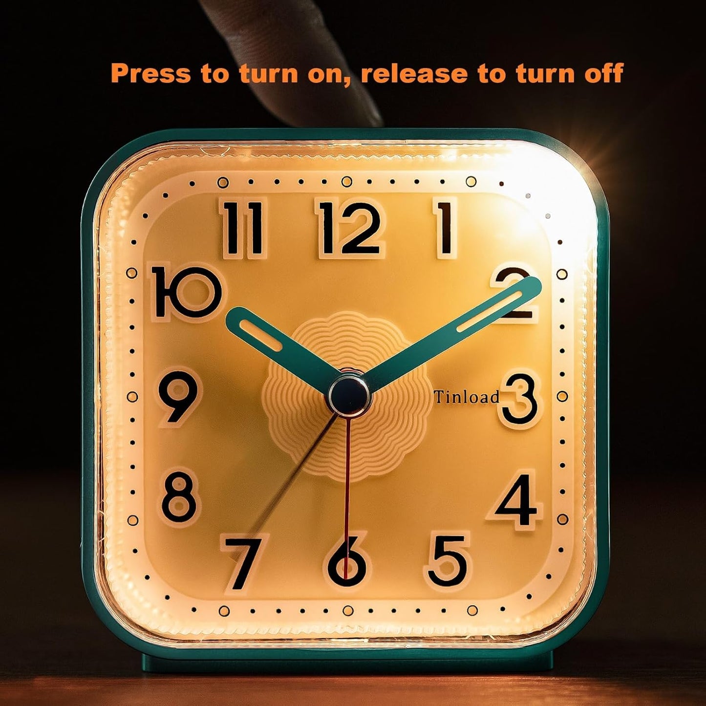 Small Analog Alarm Clock Silent Non Ticking, Ascending Beep Sounds, Snooze,Glow in Dark dial, Manual Light, Battery Operated(Green)