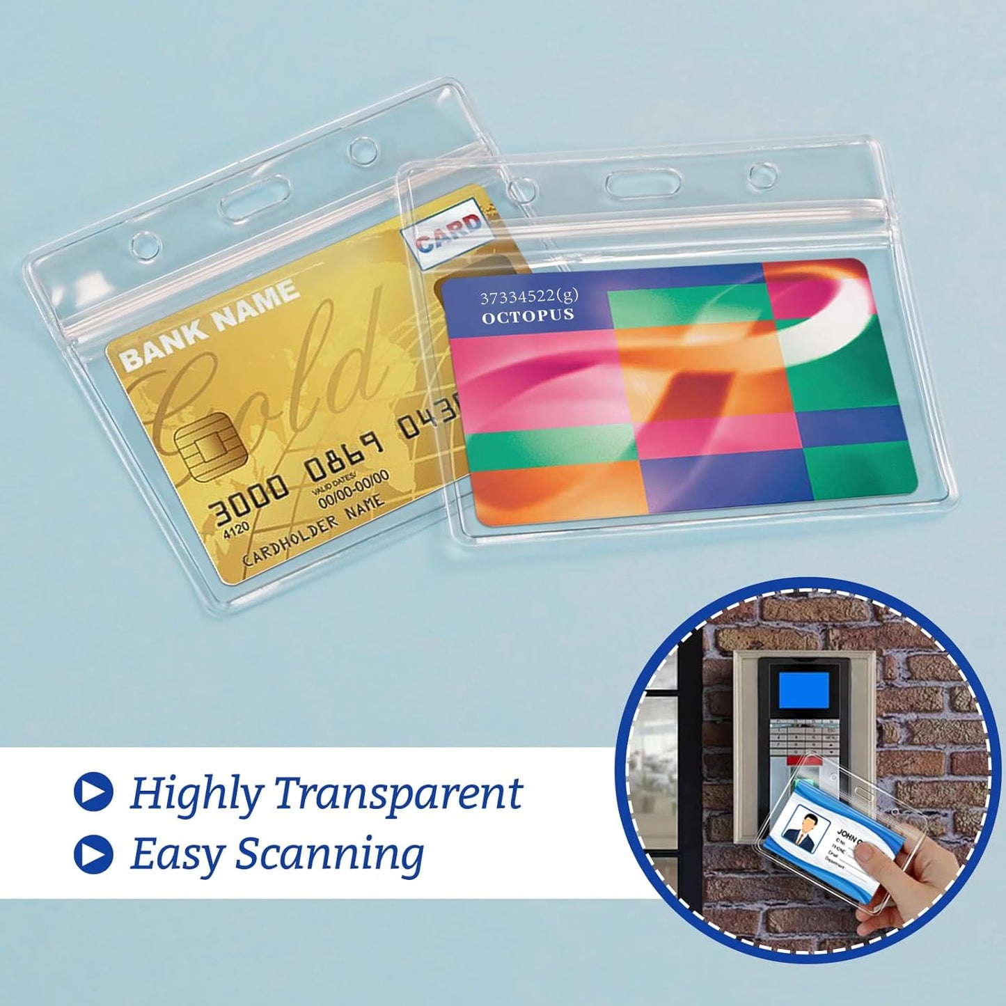 10 Pcs Clear Plastic Horizontal Name Badge ID Card Holders