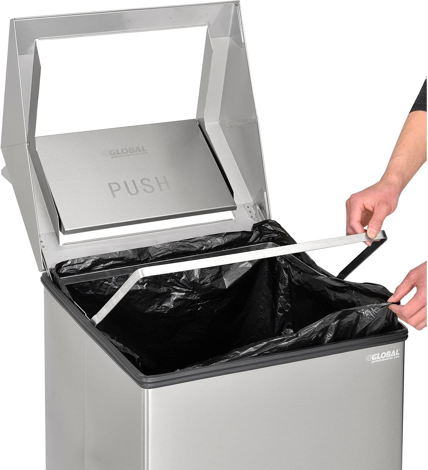 Global Industrial 40 Gallon Stainless Steel Swing Top Receptacle