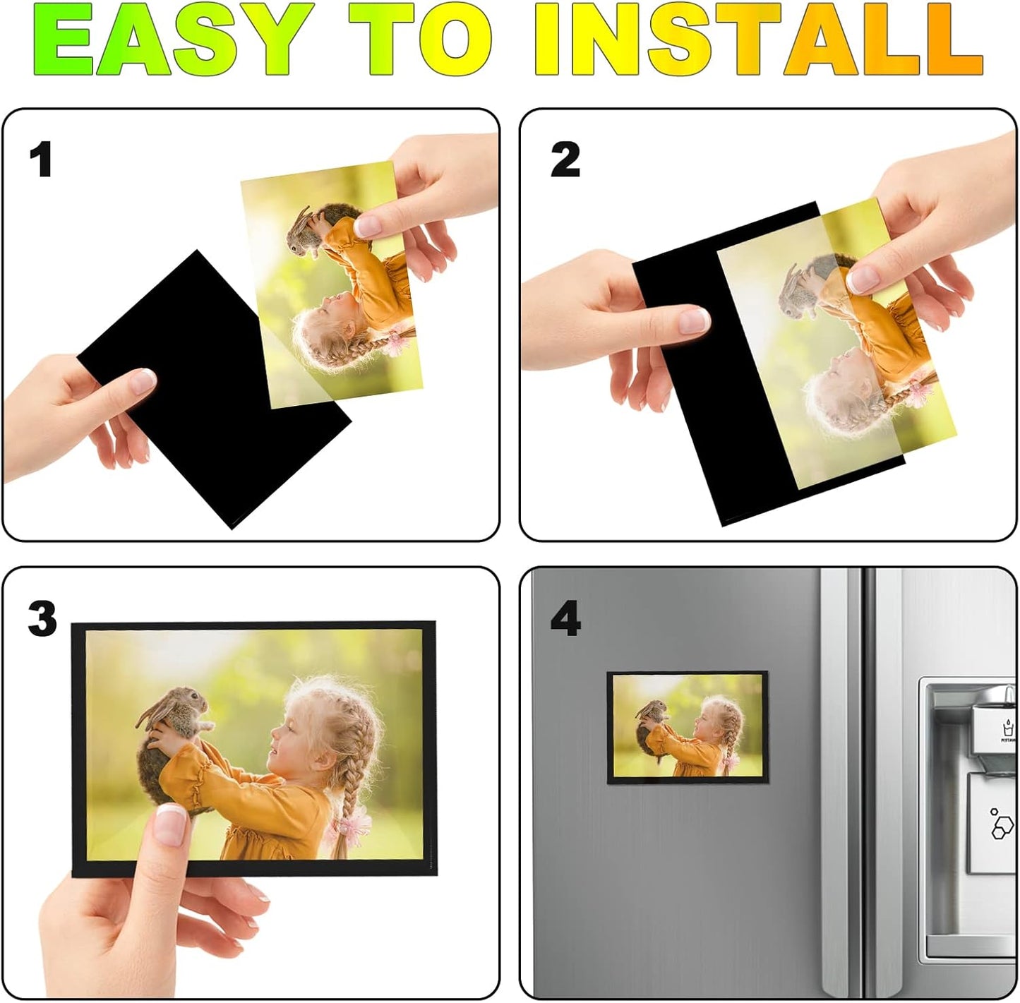 Bulk Magnetic Picture Frame 5X7 for Refrigerator-50 Pack,Black Photo Magnets Sleeves for Teachers