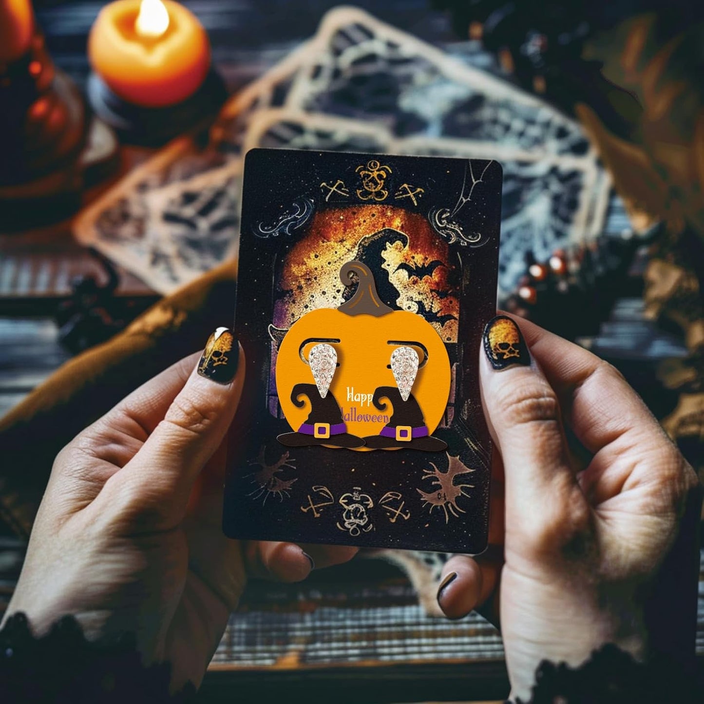 GLOBLELAND Halloween Earring Card Cutting Dies for Card Making Cat Ghost Bat Cut Die for DIY Scrapbooking Journal Embossing Paper Craft Decor