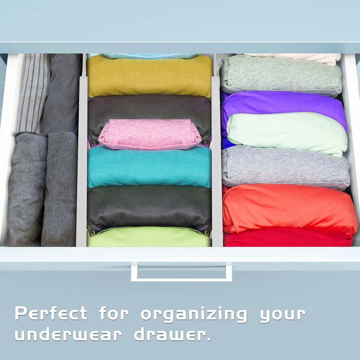 FJO 4 Pack Adjustable Bamboo Drawer Dividers - 11.8" - 17" Expandable Drawer Separators for Kitchen, Utensils, Clothes, Bedroom, Dresser, Bathroom (White)