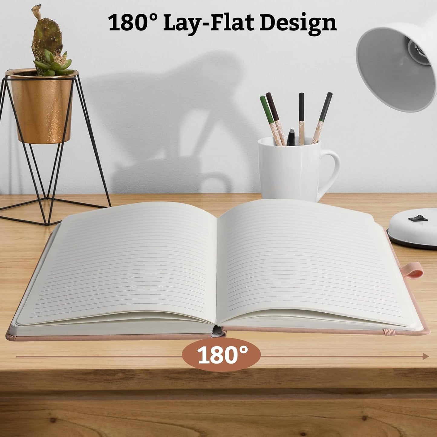 Lined Hardcover Journal Notebook, A5 192 Pages 100Gsm Thick Paper College Ruled for School,Note Taking,Work,Diary,5.7''*8.3'',Blush