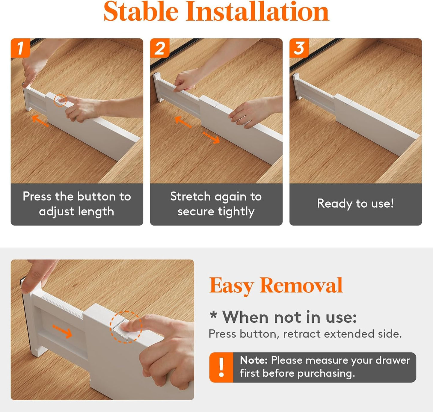 Lifewit 12 Pack Drawer Dividers Plastic 4" High, 13.5-22" Adjustable Drawer Organizers for Clothes, Expandable Dresser Separators in Bedroom/Bathroom/Kitchen/Fridge/Office Organization and Storage