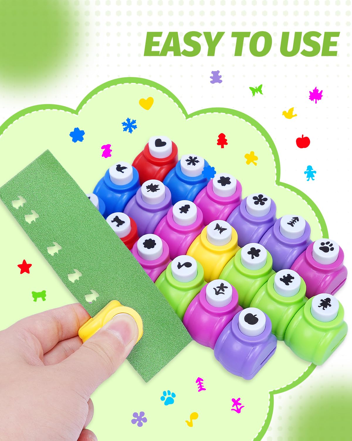 UCEC 20PCS Kids Mini Hole Puncher for Crafts, Paper Punch Shape Maple Leaf Heart Star Snowflake, Shaped Hole Punches Shape Cutters for Paper Nail Art Thanksgiving Christmas Gifts Scrapbooking Cards